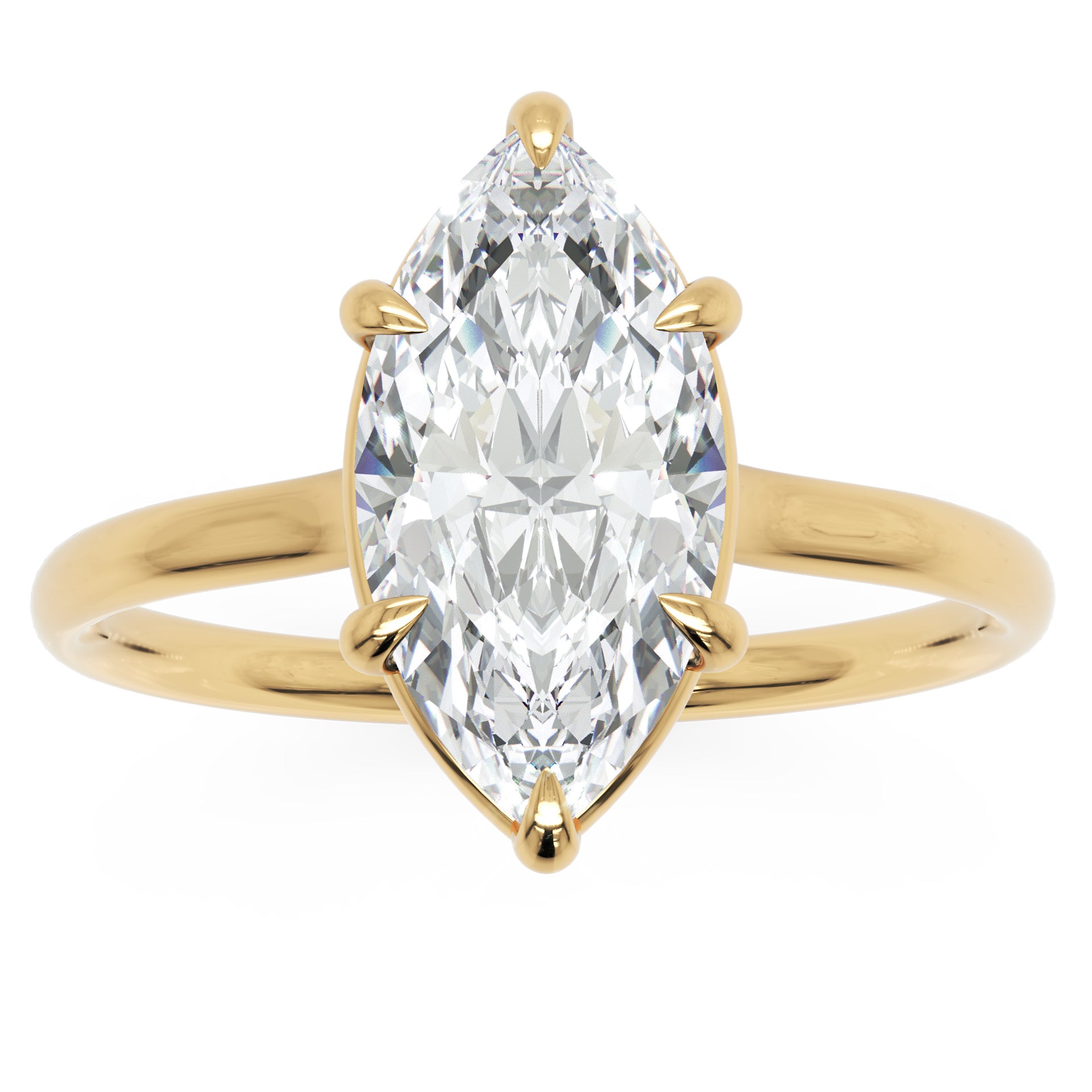 Inel de Logodnă din Aur 18k cu Diamant Marquise Creat în Laborator de 1.3 ct din 18k Aur Galben - Castelo.ro
