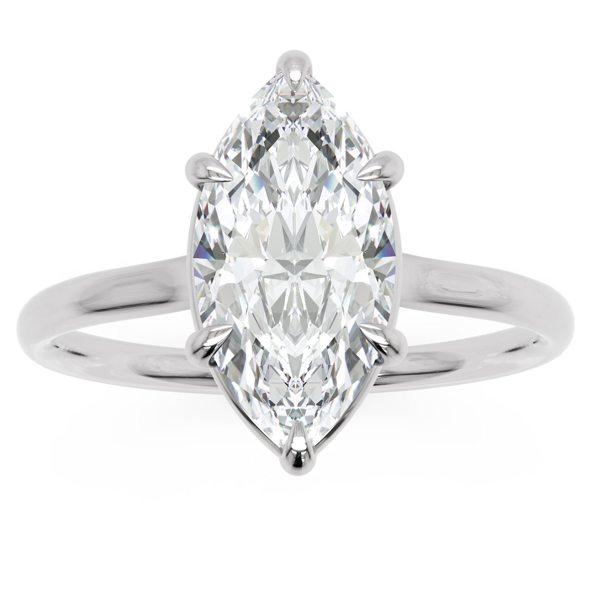 Inel de Logodnă din Aur 18k cu Diamant Marquise Creat în Laborator de 1.3 ct din Platina - Castelo.ro