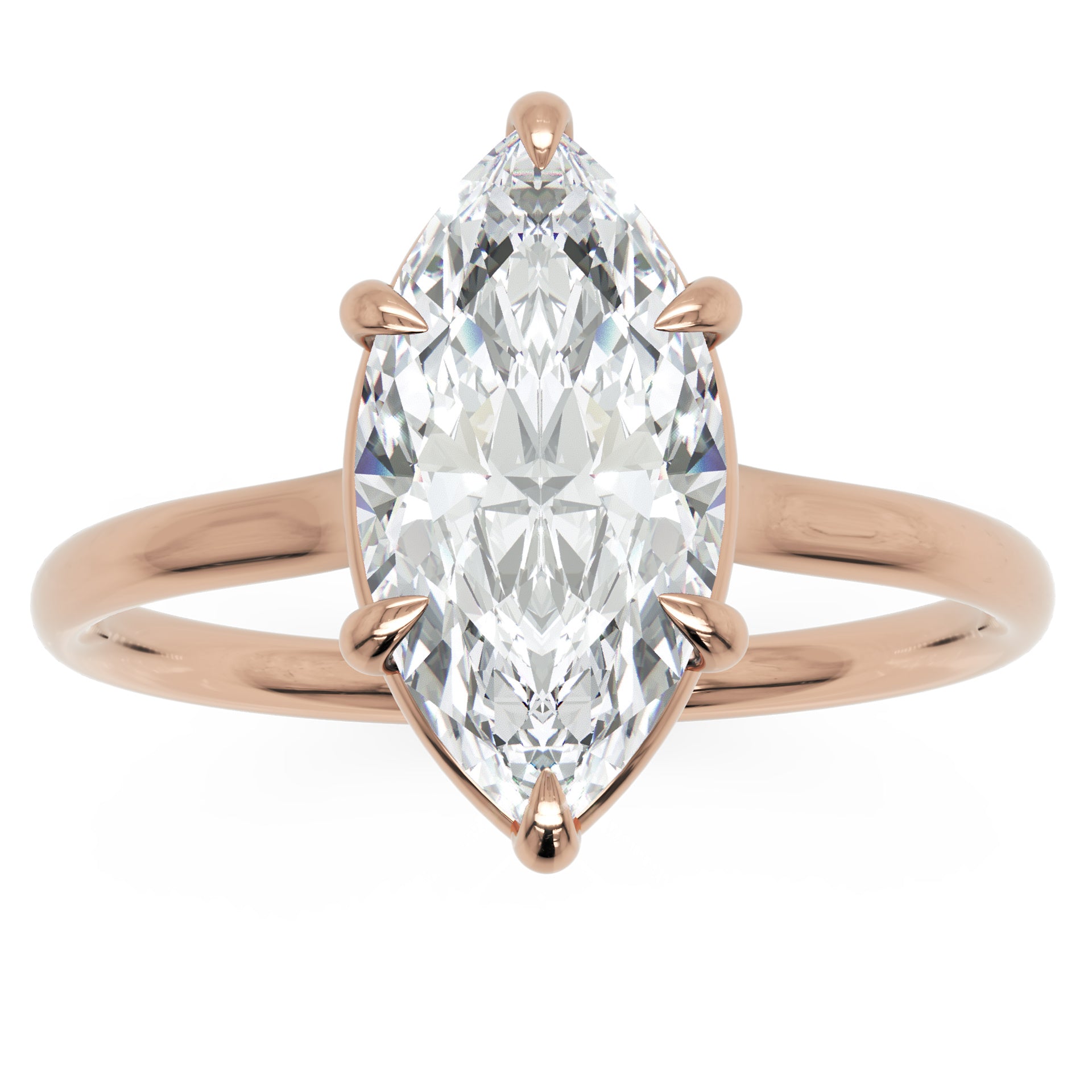 Inel de Logodnă din Aur 18k cu Diamant Marquise Creat în Laborator de 1.3 ct din 18k Aur Roz - Castelo.ro