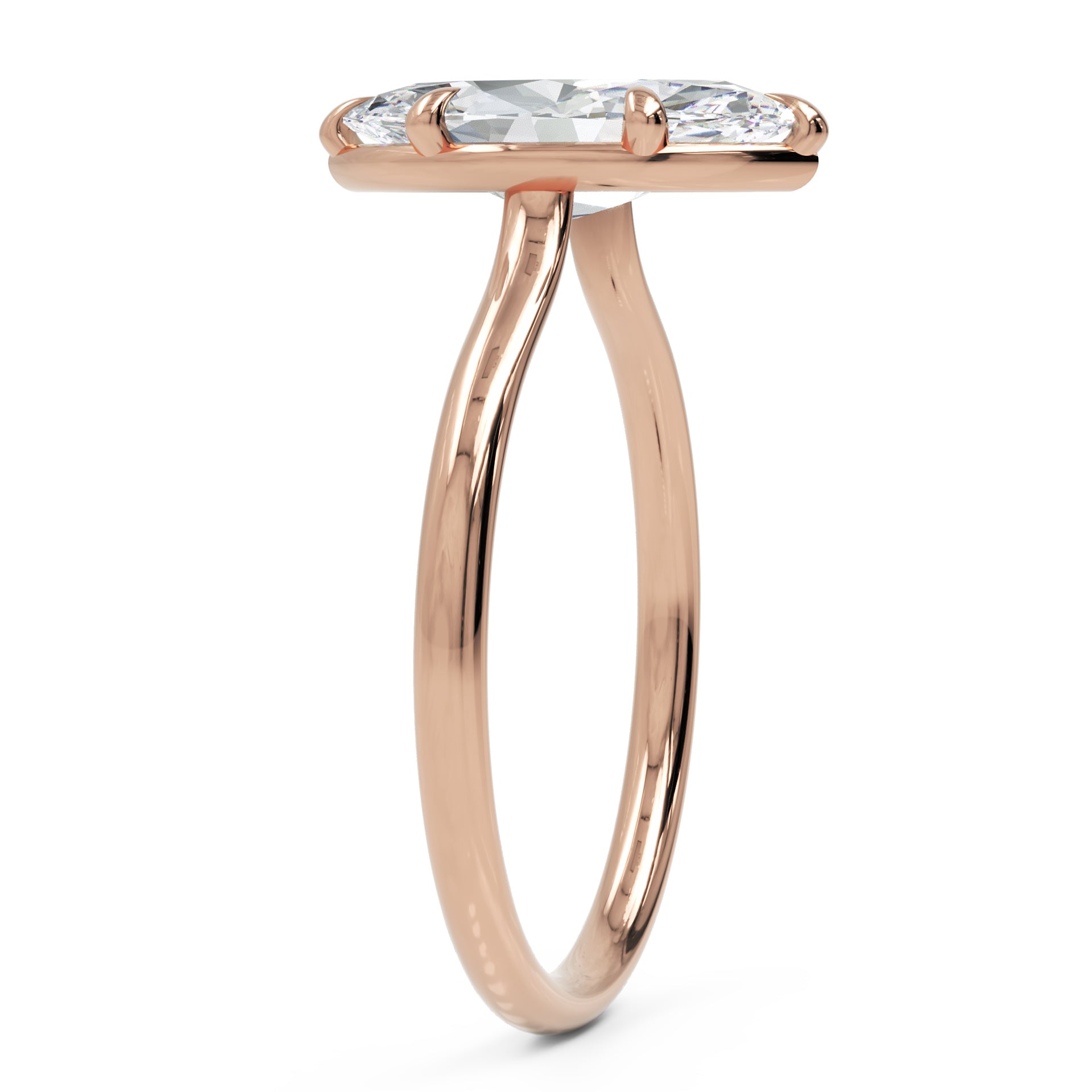 Inel de Logodnă din Aur 18k cu Diamant Marquise Creat în Laborator de 1.3 ct din 18k Aur Roz - Castelo.ro