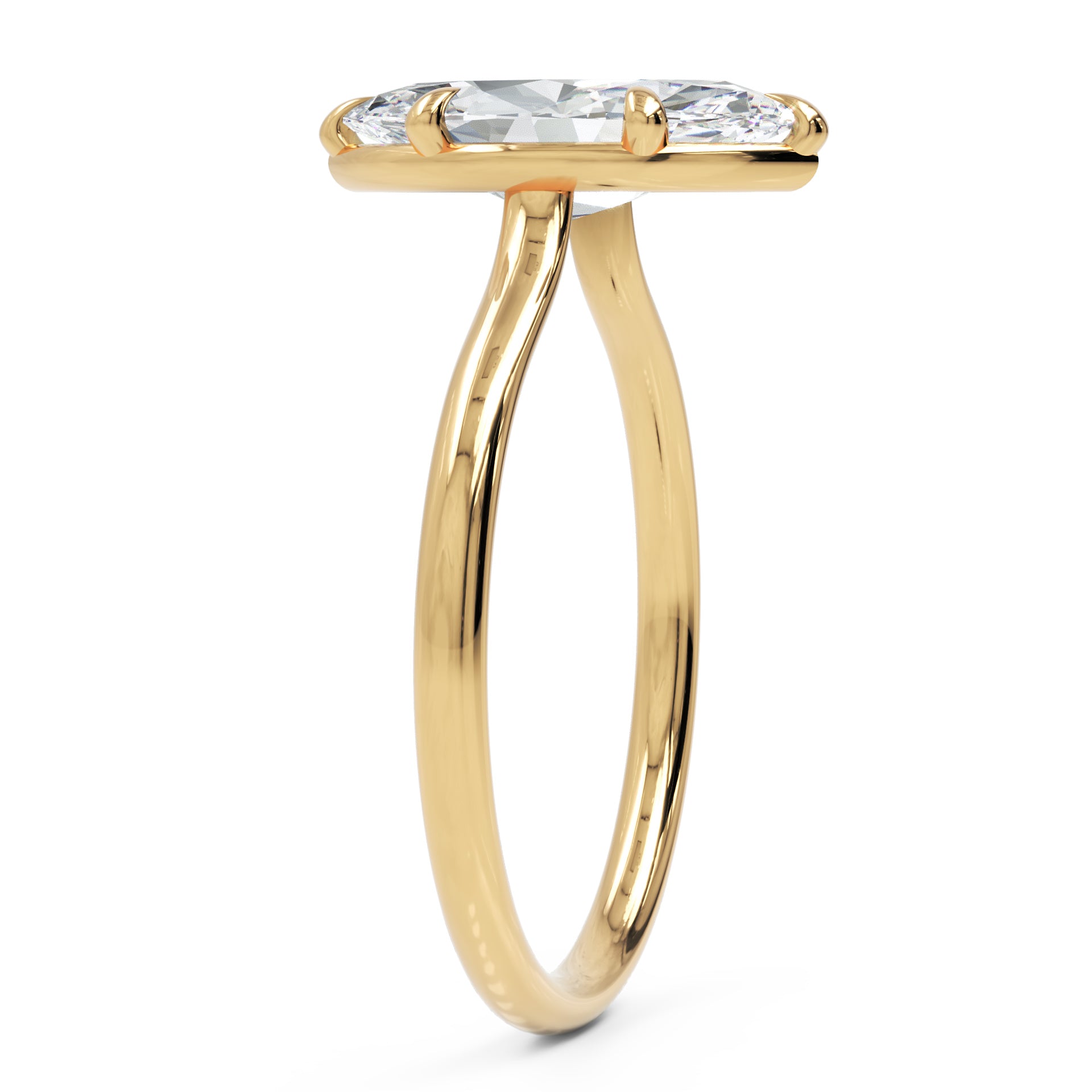 Inel de Logodnă din Aur 18k cu Diamant Marquise Creat în Laborator de 1.3 ct din 18k Aur Galben - Castelo.ro