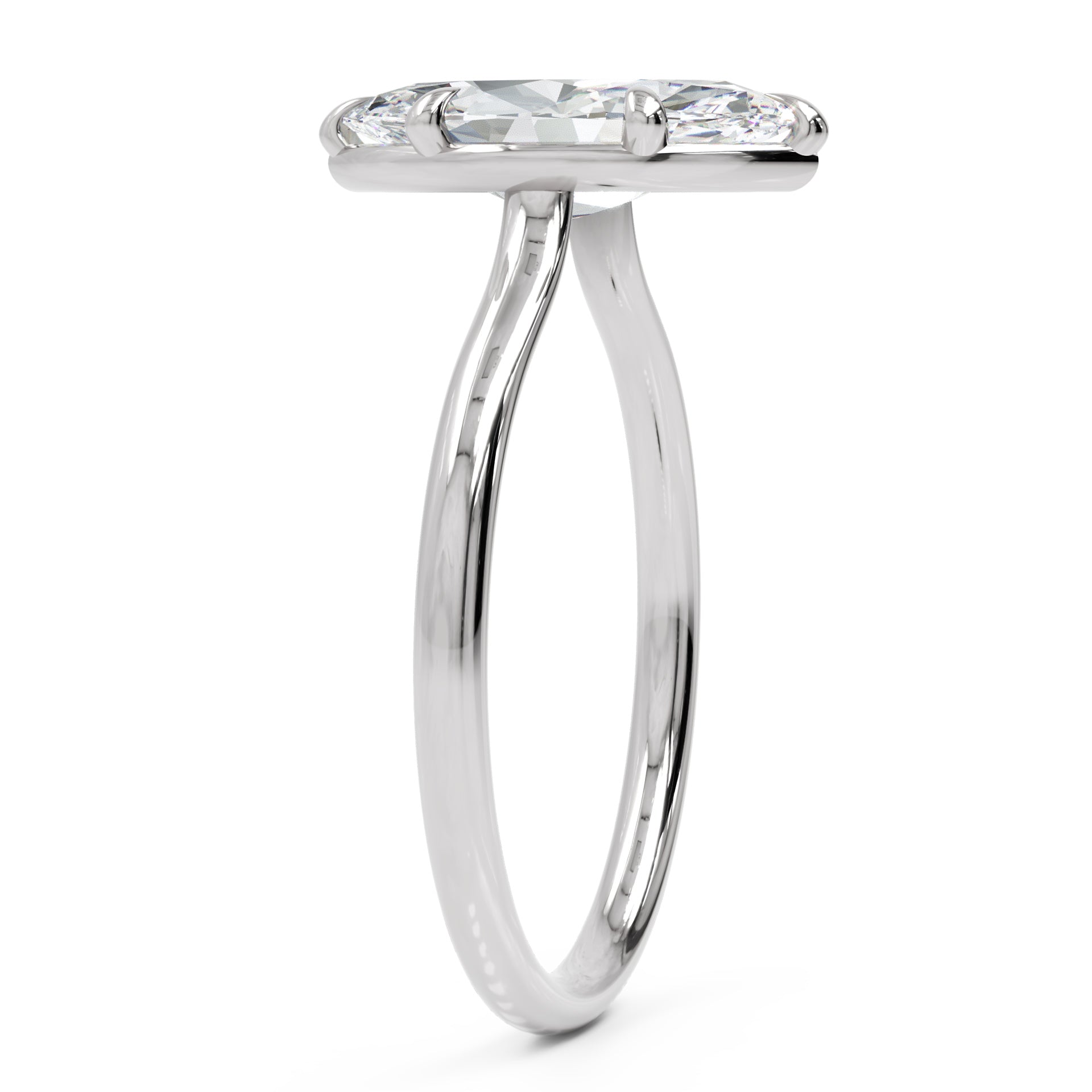 Inel de Logodnă din Aur 18k cu Diamant Marquise Creat în Laborator de 1.3 ct din Platina - Castelo.ro