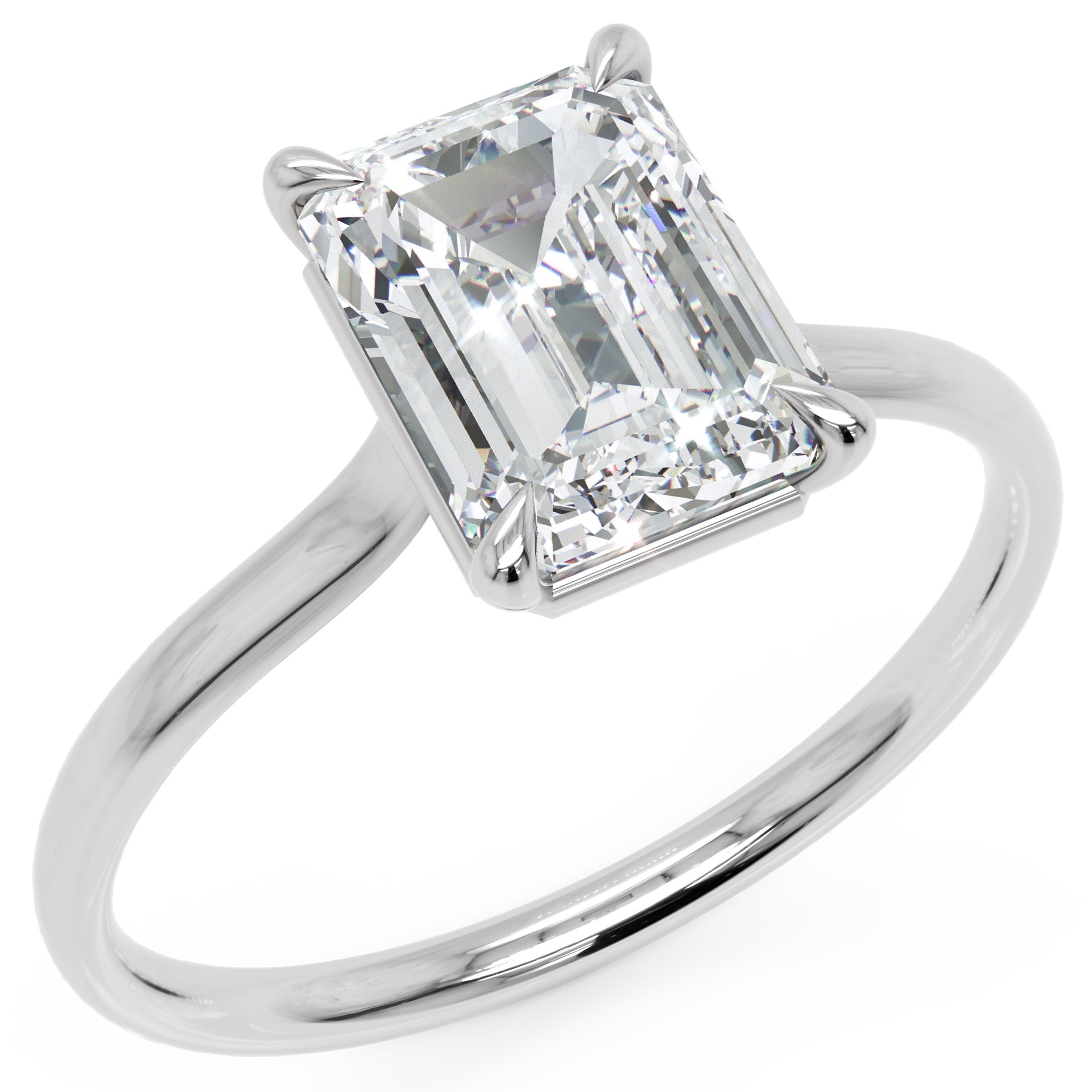 Inel de Logodnă din Aur 14k cu Diamant Creat în Laborator Tăietură Smarald de 1.4 ct din 14k Aur Alb - Castelo.ro