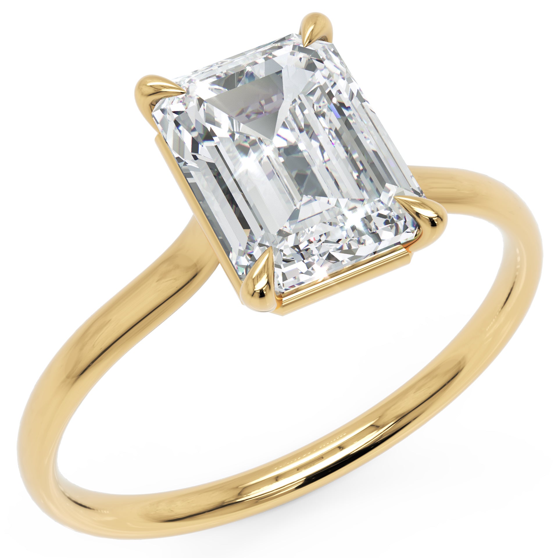 Inel de Logodnă din Aur 18k cu Diamant Creat în Laborator Tăietură Smarald de 1.4 ct din 18k Aur Galben - Castelo.ro