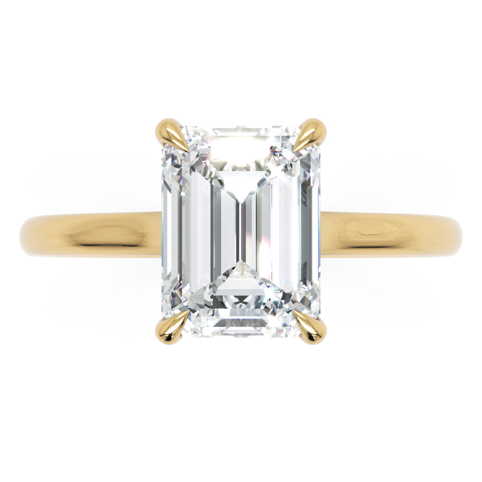 Inel de Logodnă din Aur 18k cu Diamant Creat în Laborator Tăietură Smarald de 1.4 ct din 18k Aur Galben - Castelo.ro