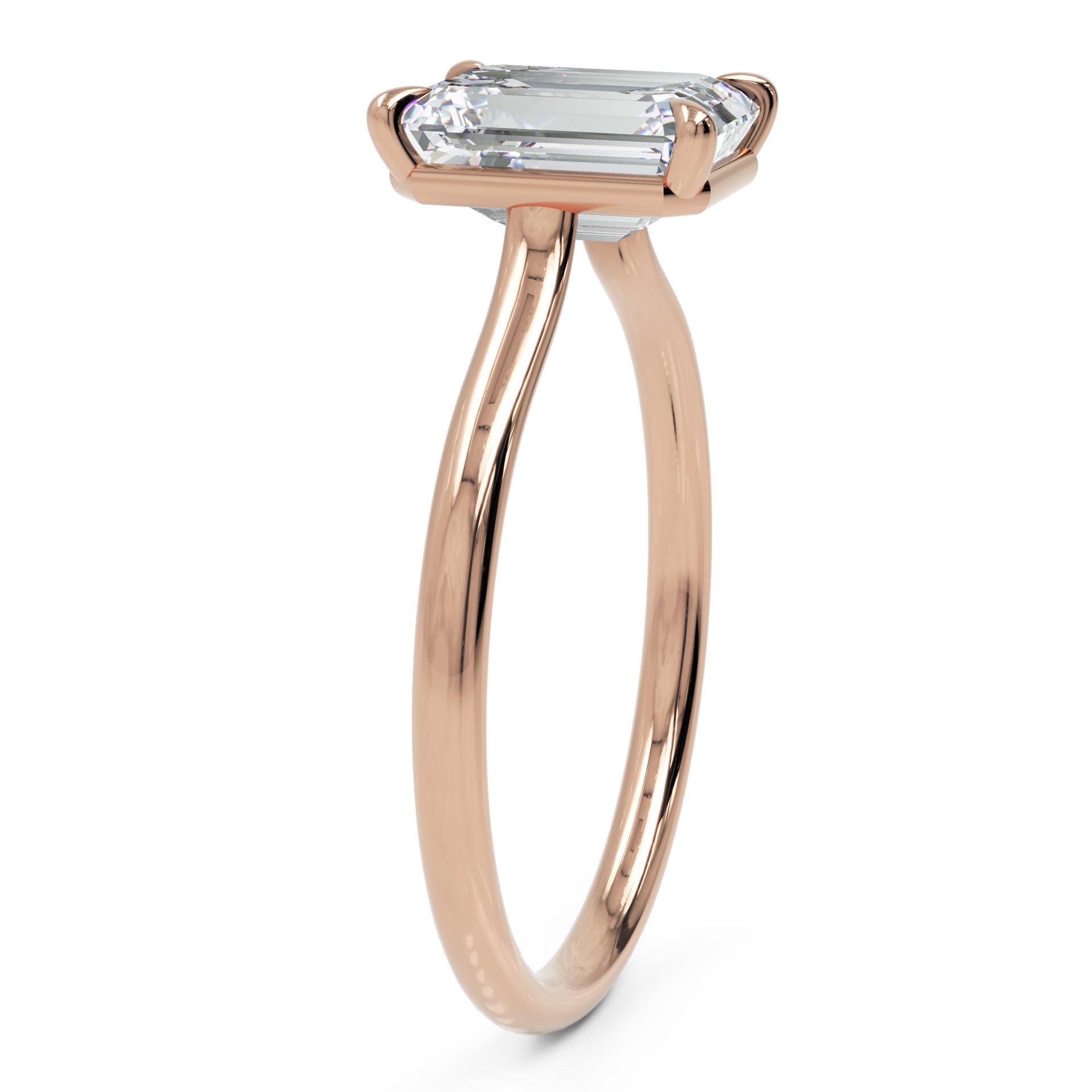 Inel de Logodnă din Aur 18k cu Diamant Creat în Laborator Tăietură Smarald de 1.4 ct din 18k Aur Roz - Castelo.ro