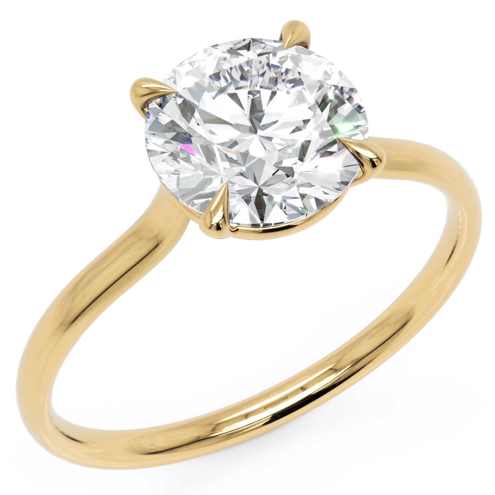 Inel de Logodnă din Aur 18k cu Diamant Creat în Laborator Solitaire Rotund de 1.5 ct din 18k Aur Galben - Castelo.ro