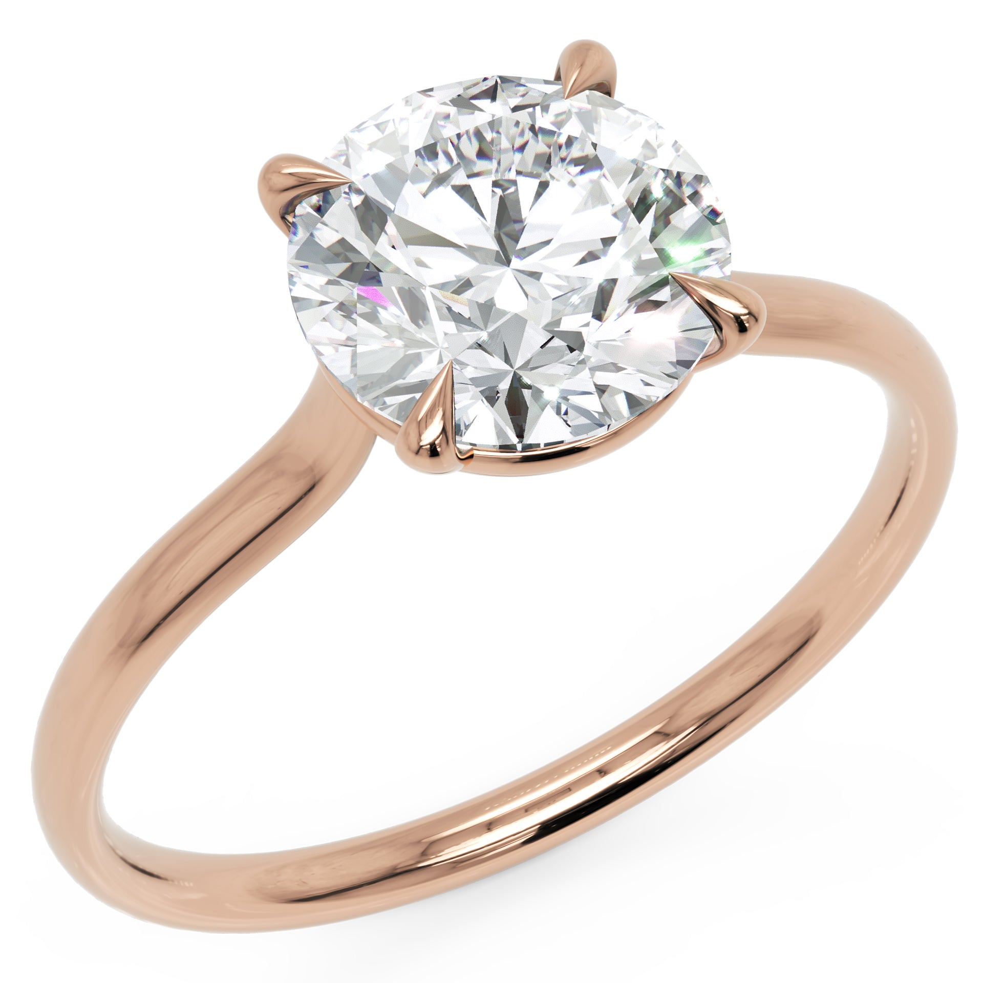 Inel de Logodnă din Aur 18k cu Diamant Creat în Laborator Solitaire Rotund de 1.5 ct din 18k Aur Roz - Castelo.ro