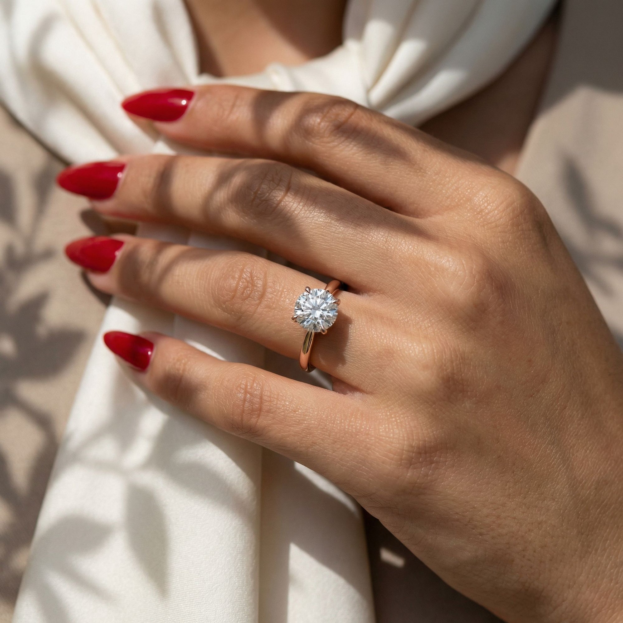 Inel de Logodnă din Aur 18k cu Diamant Creat în Laborator Solitaire Rotund de 1.5 ct din 18k Aur Roz - Castelo.ro