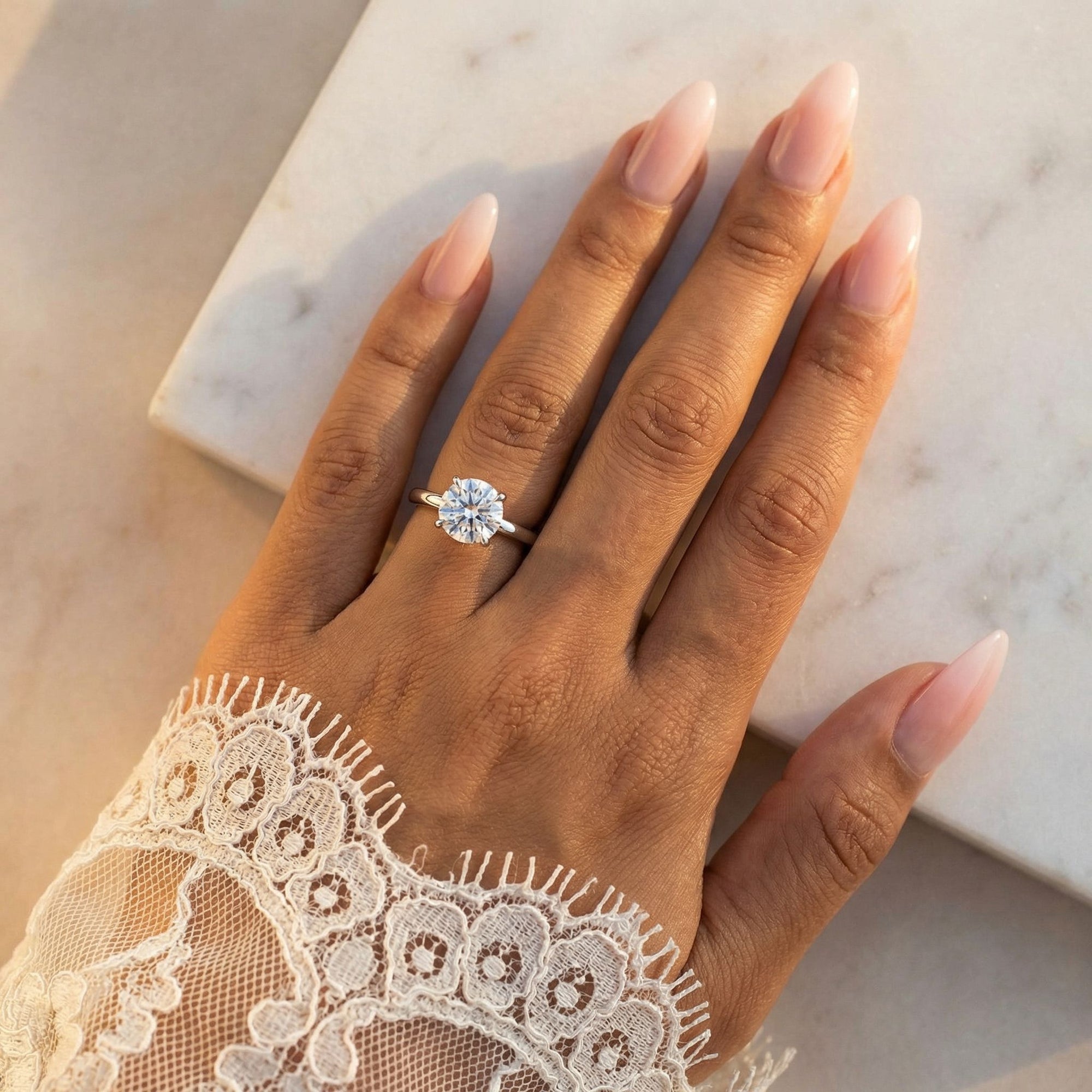 Inel de Logodnă din Aur 18k cu Diamant Creat în Laborator Solitaire Rotund de 1.5 ct din Platina - Castelo.ro