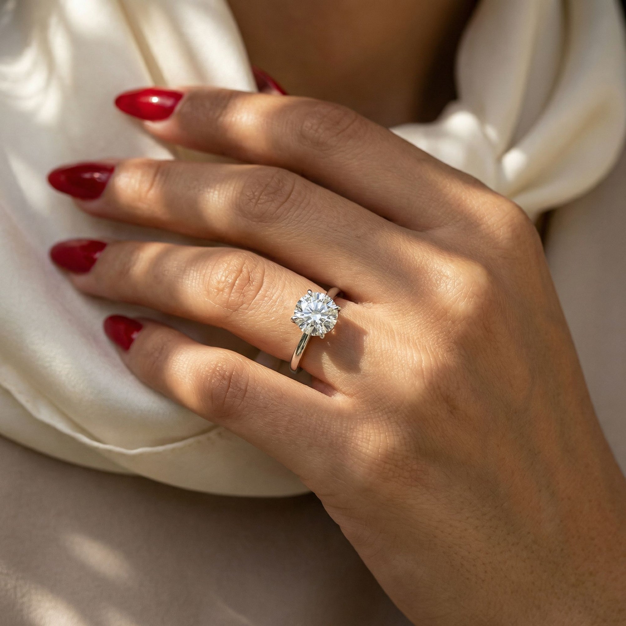 Inel de Logodnă din Aur 18k cu Diamant Creat în Laborator Solitaire Rotund de 1.5 ct din Platina - Castelo.ro