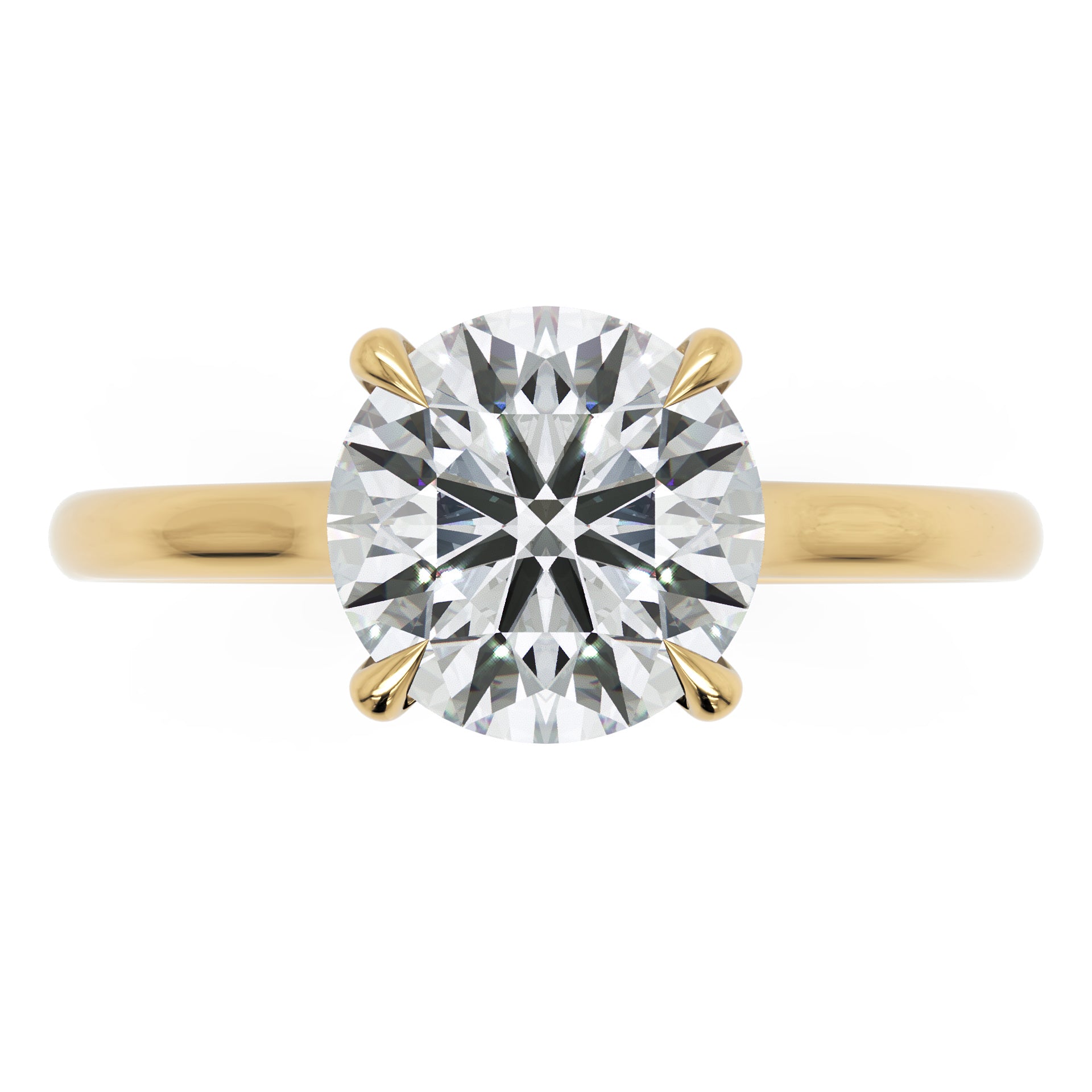 Inel de Logodnă din Aur 18k cu Diamant Creat în Laborator Solitaire Rotund de 1.5 ct din 18k Aur Galben - Castelo.ro