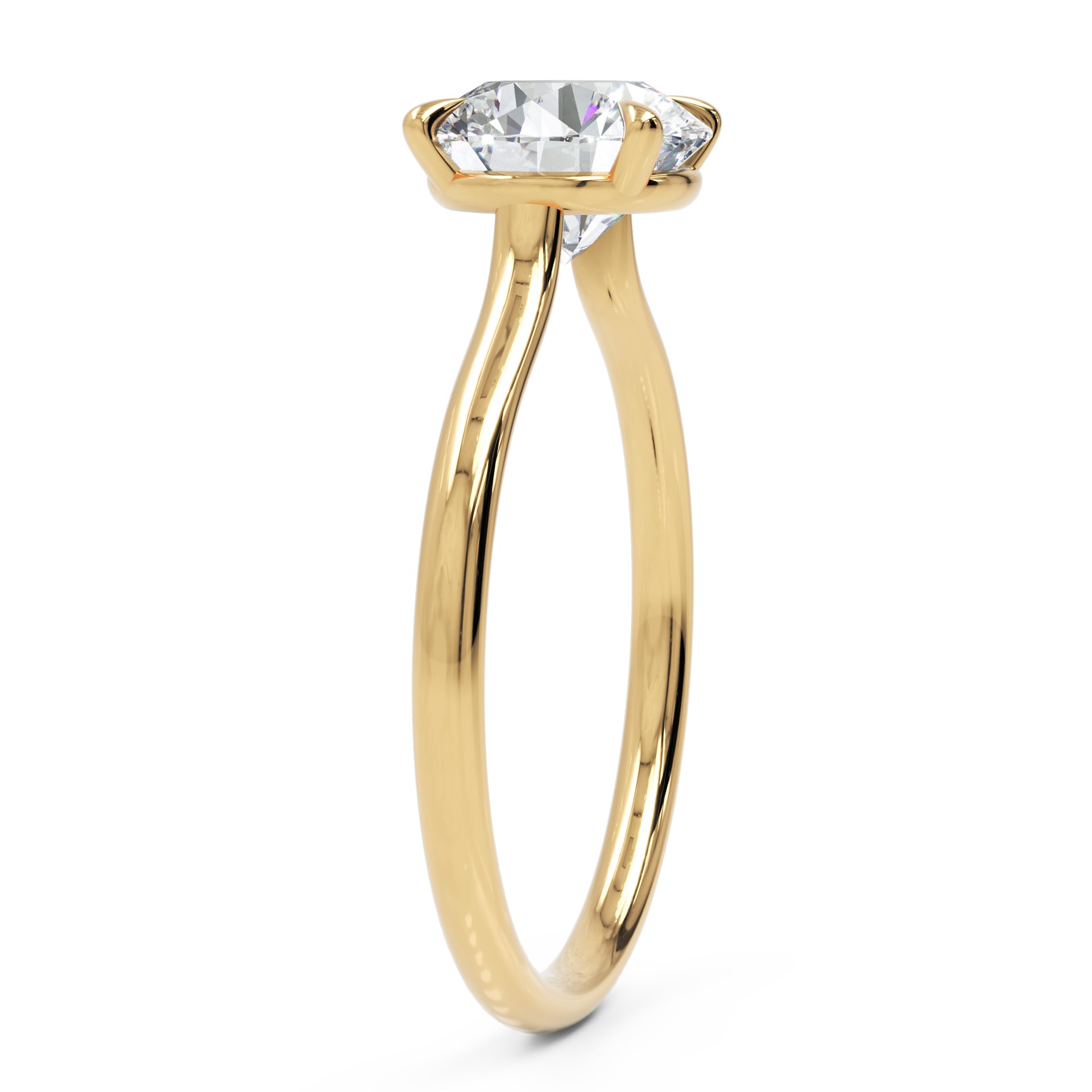 Inel de Logodnă din Aur 18k cu Diamant Creat în Laborator Solitaire Rotund de 1.5 ct din 18k Aur Galben - Castelo.ro