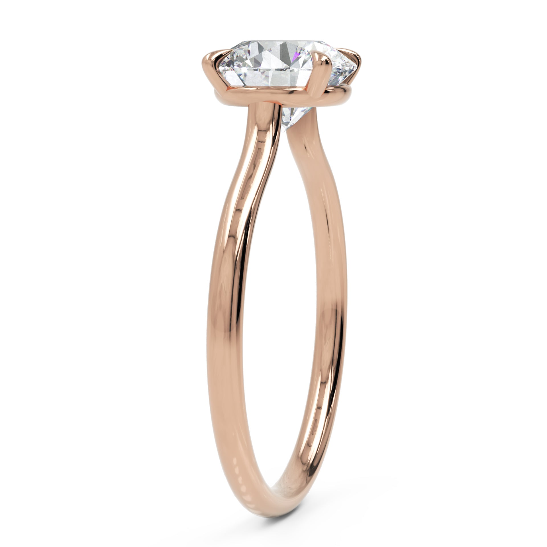 Inel de Logodnă din Aur 18k cu Diamant Creat în Laborator Solitaire Rotund de 1.5 ct din 18k Aur Roz - Castelo.ro