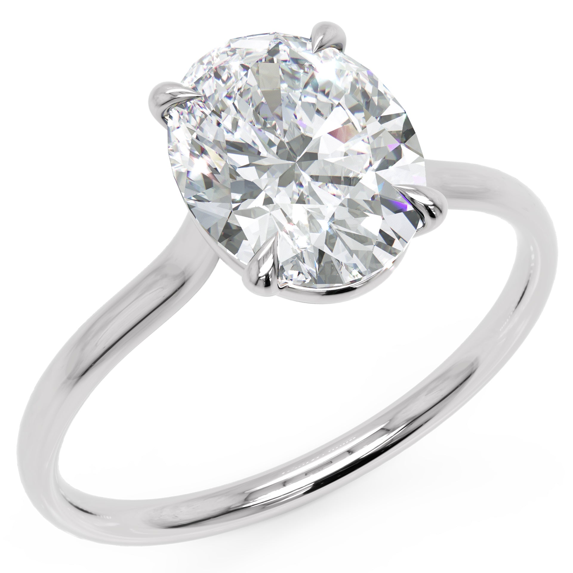 Inel de Logodnă din Aur 14k cu Diamant Creat în Laborator Oval de 1.5 ct din 14k Aur Alb - Castelo.ro