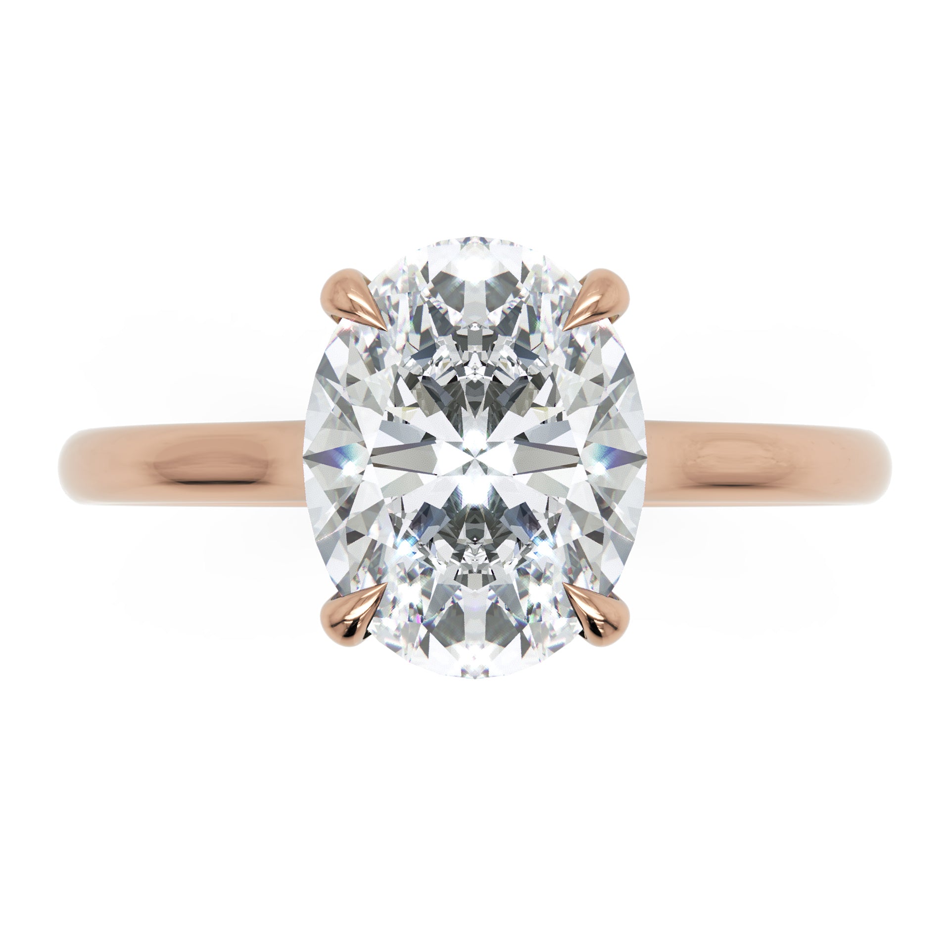 Inel de Logodnă din Aur 14k cu Diamant Creat în Laborator Oval de 1.5 ct din 14k Aur Roz - Castelo.ro