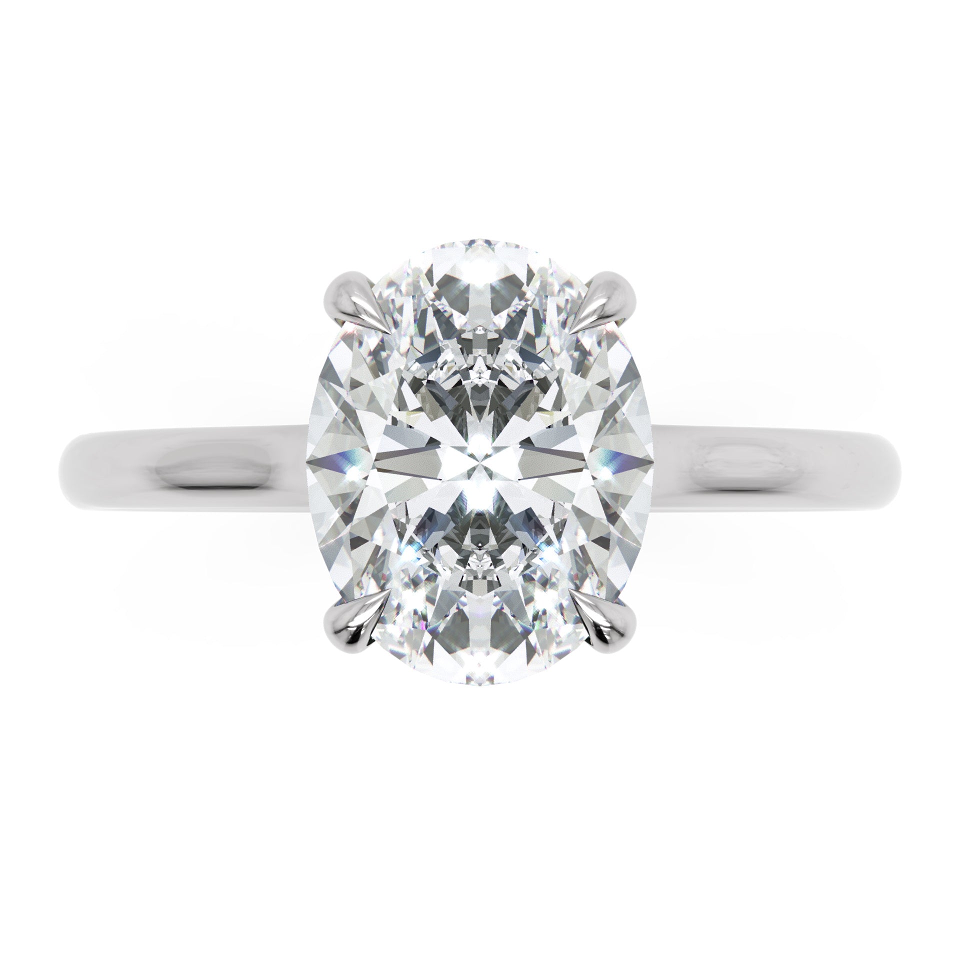 Inel de Logodnă din Aur 14k cu Diamant Creat în Laborator Oval de 1.5 ct din 14k Aur Alb - Castelo.ro