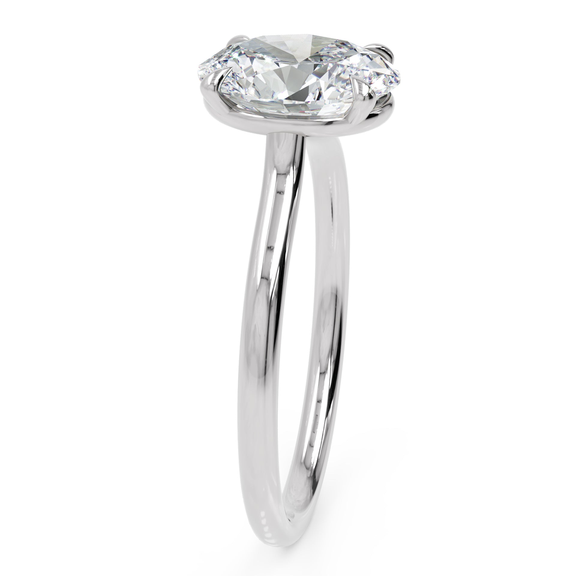 Inel de Logodnă din Aur 14k cu Diamant Creat în Laborator Oval de 1.5 ct din 14k Aur Alb - Castelo.ro