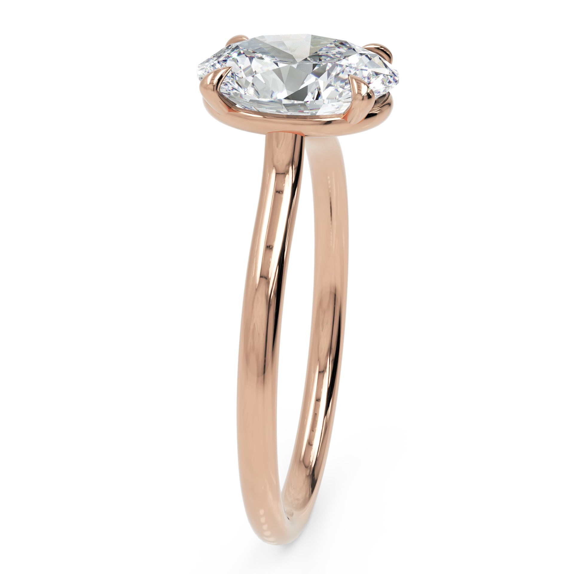 Inel de Logodnă din Aur 14k cu Diamant Creat în Laborator Oval de 1.5 ct din 14k Aur Roz - Castelo.ro