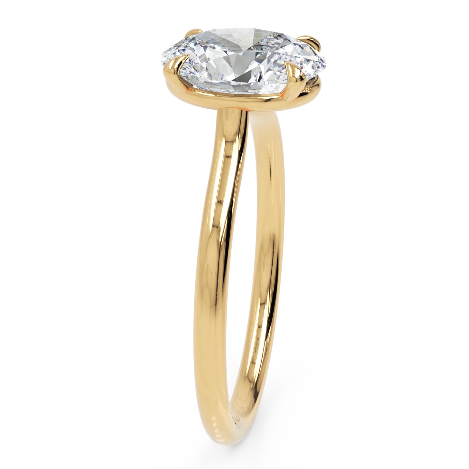 Inel de Logodnă din Aur 14k cu Diamant Creat în Laborator Oval de 1.5 ct din 14k Aur Galben - Castelo.ro