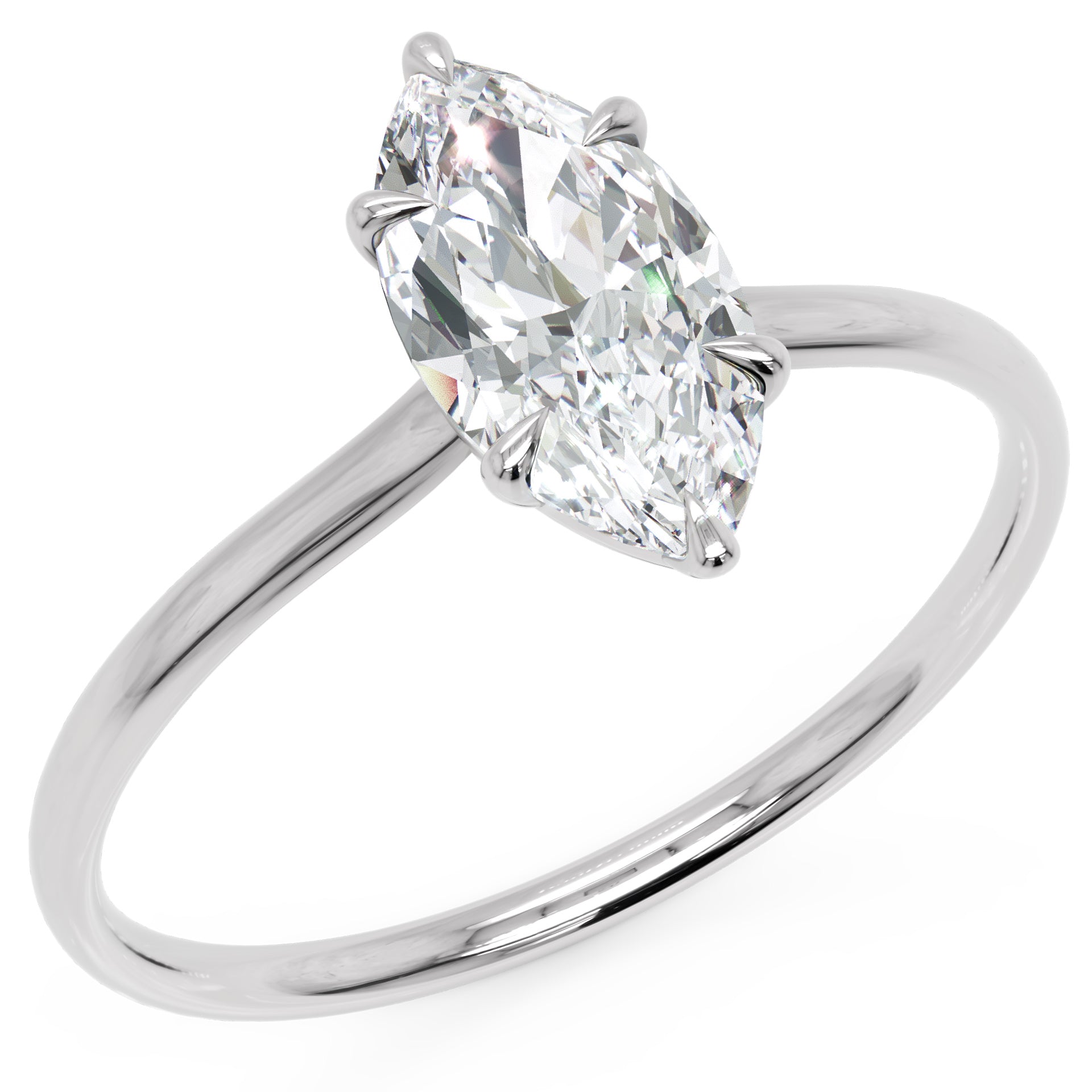 Inel de Logodnă L'Eterne din Aur 14k cu Moissanite Solitaire Marquise de 0.8 ct din 14k Aur Alb - Castelo.ro