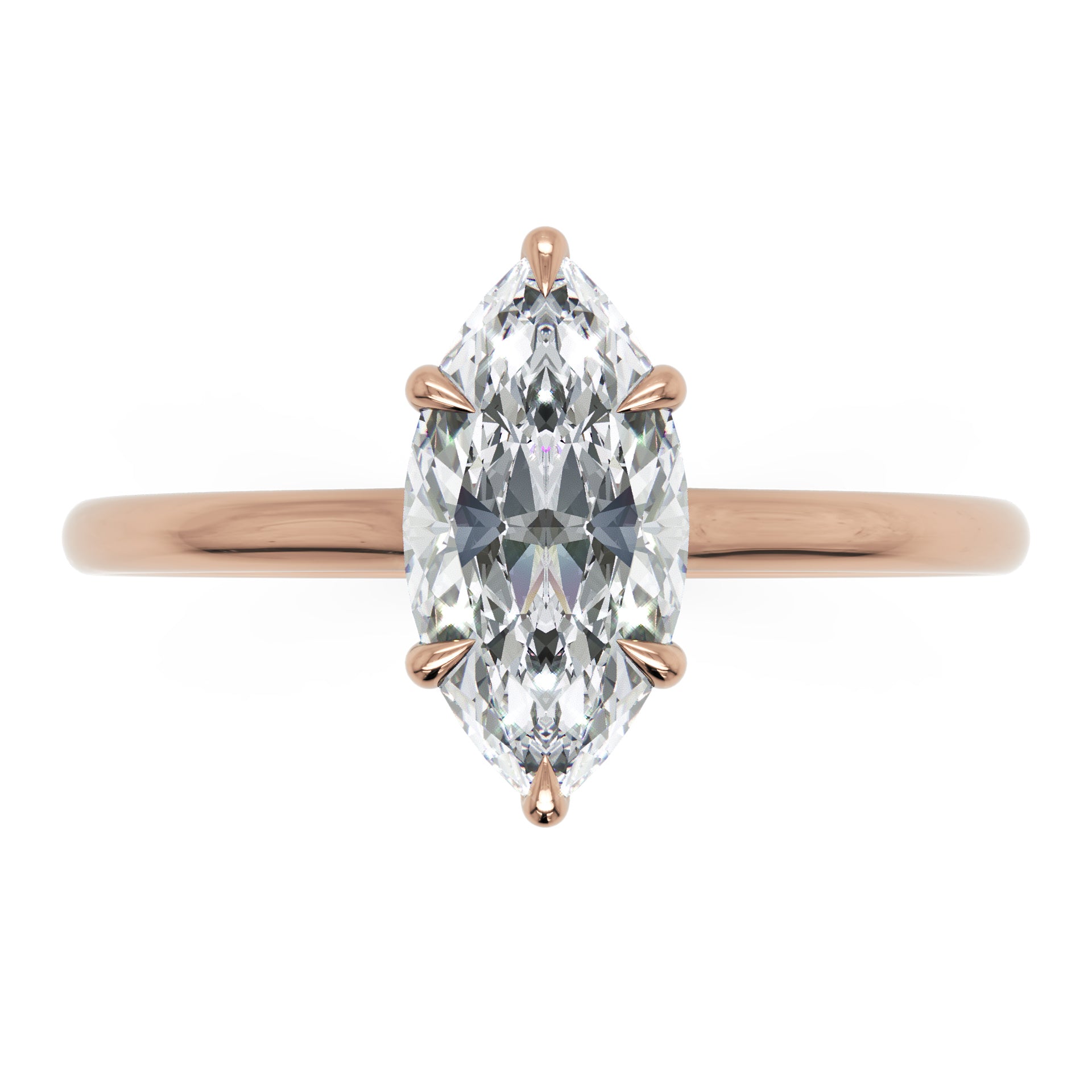Inel de Logodnă L'Eterne din Aur 18k cu Moissanite Marquise de 0.8 ct din 18k Aur Roz - Castelo.ro