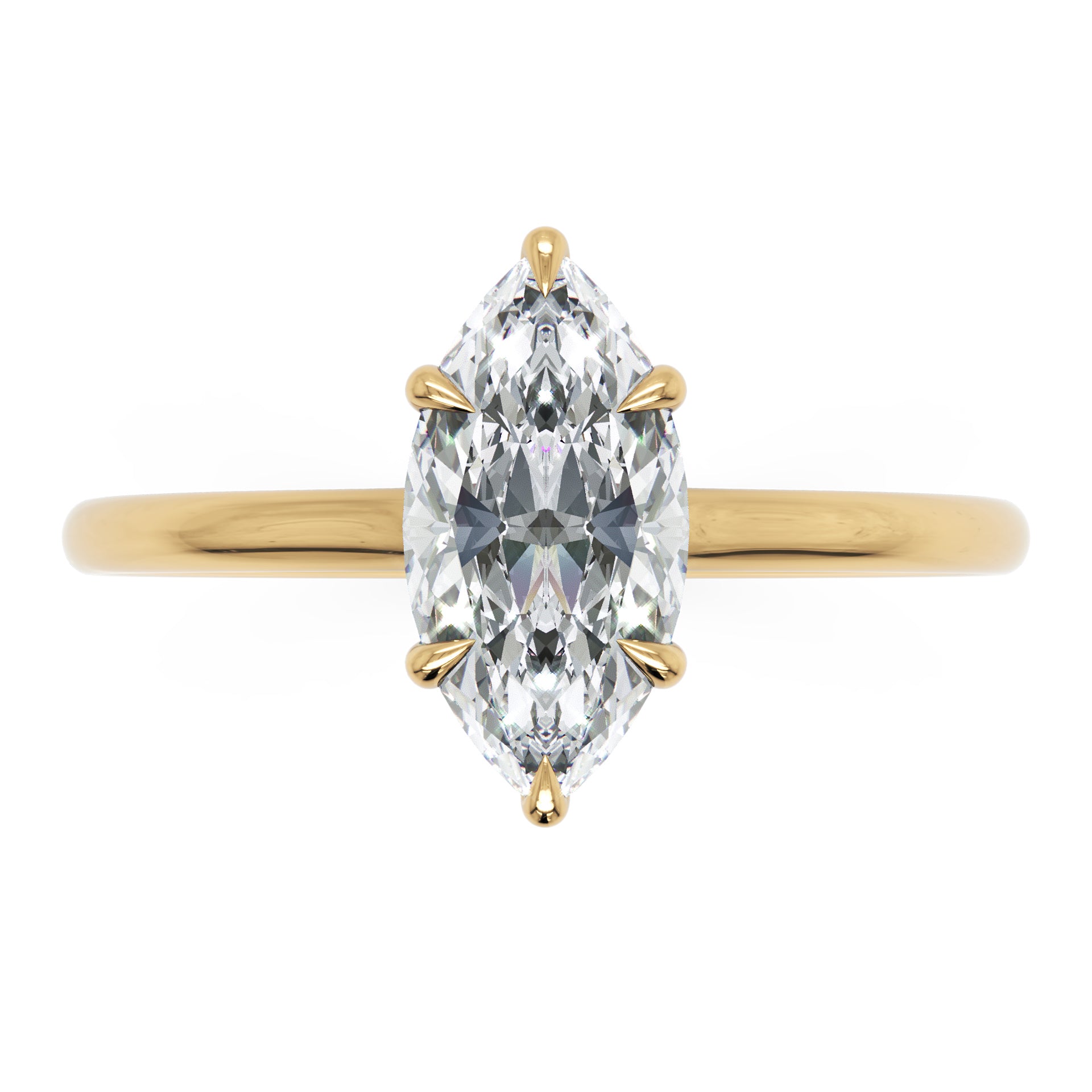 Inel de Logodnă L'Eterne din Aur 14k cu Diamant Creat în Laborator Marquise de 0.8 ct din 14k Aur Galben - Castelo.ro