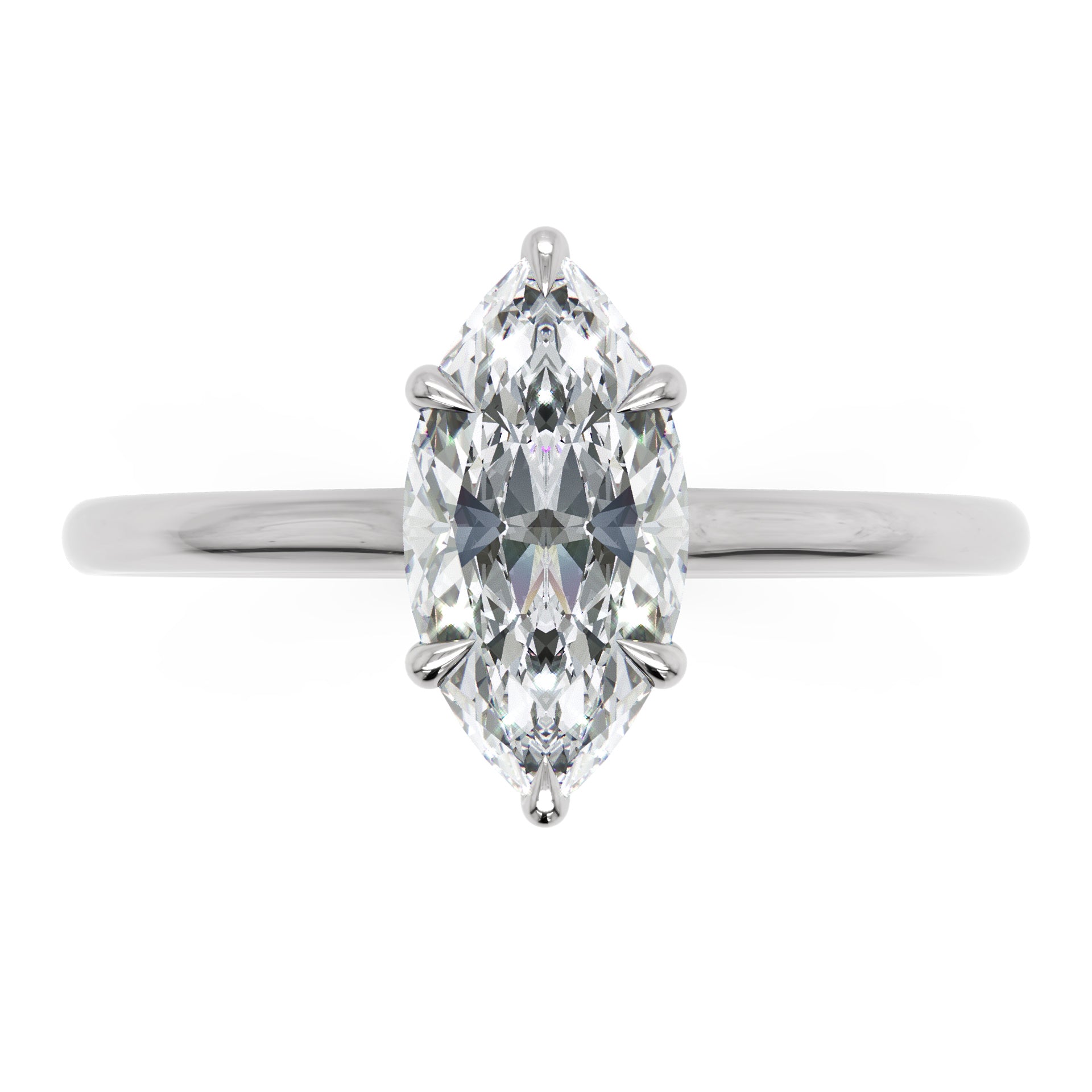 Inel de Logodnă L'Eterne din Aur 14k cu Moissanite Solitaire Marquise de 0.8 ct din 14k Aur Alb - Castelo.ro