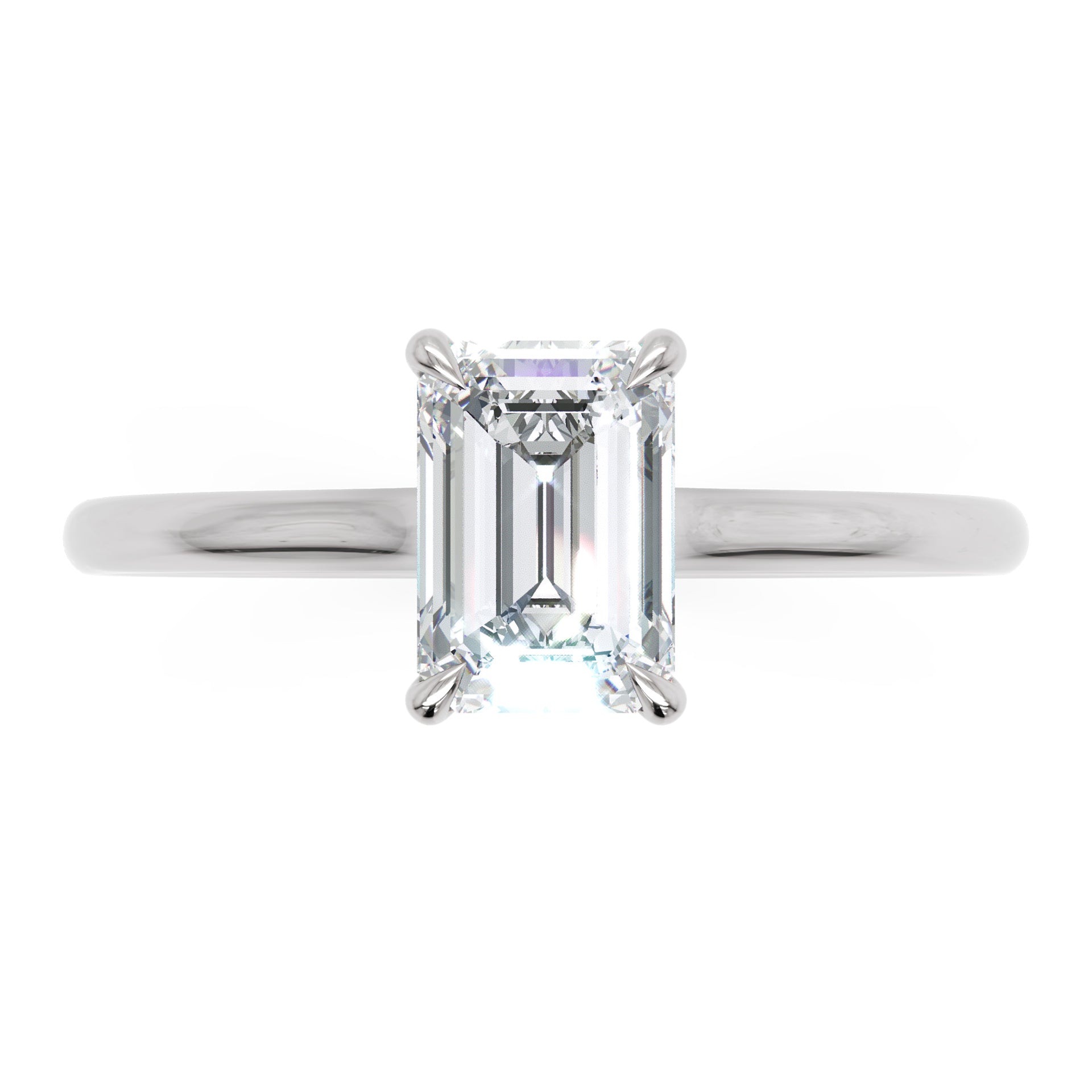 Inel de Logodnă din Aur 14k cu Moissanite Solitaire Tăietură Smarald de 0.7 ct din 14k Aur Alb - Castelo.ro