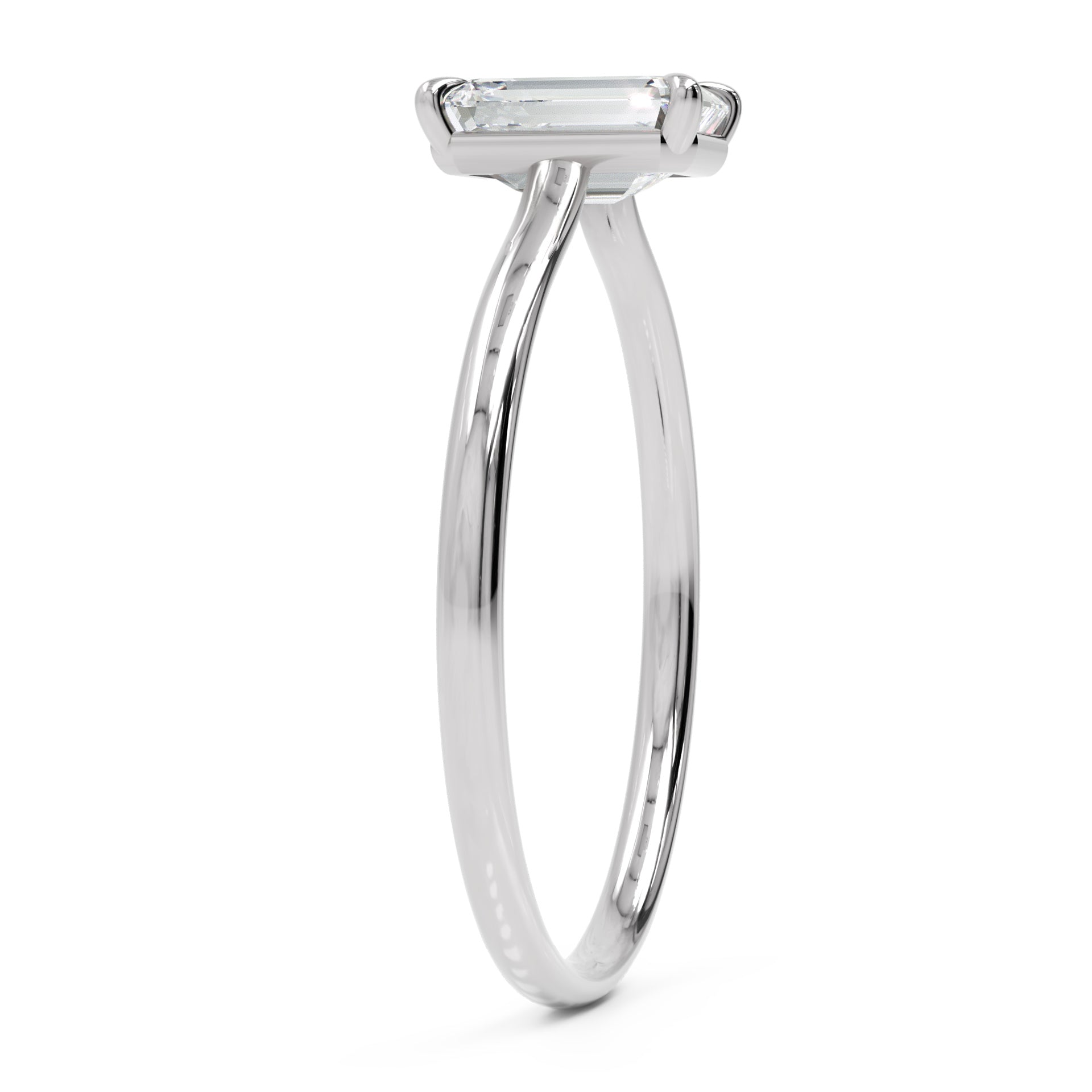 Inel de Logodnă din Aur 14k cu Moissanite Solitaire Tăietură Smarald de 0.7 ct din 14k Aur Alb - Castelo.ro