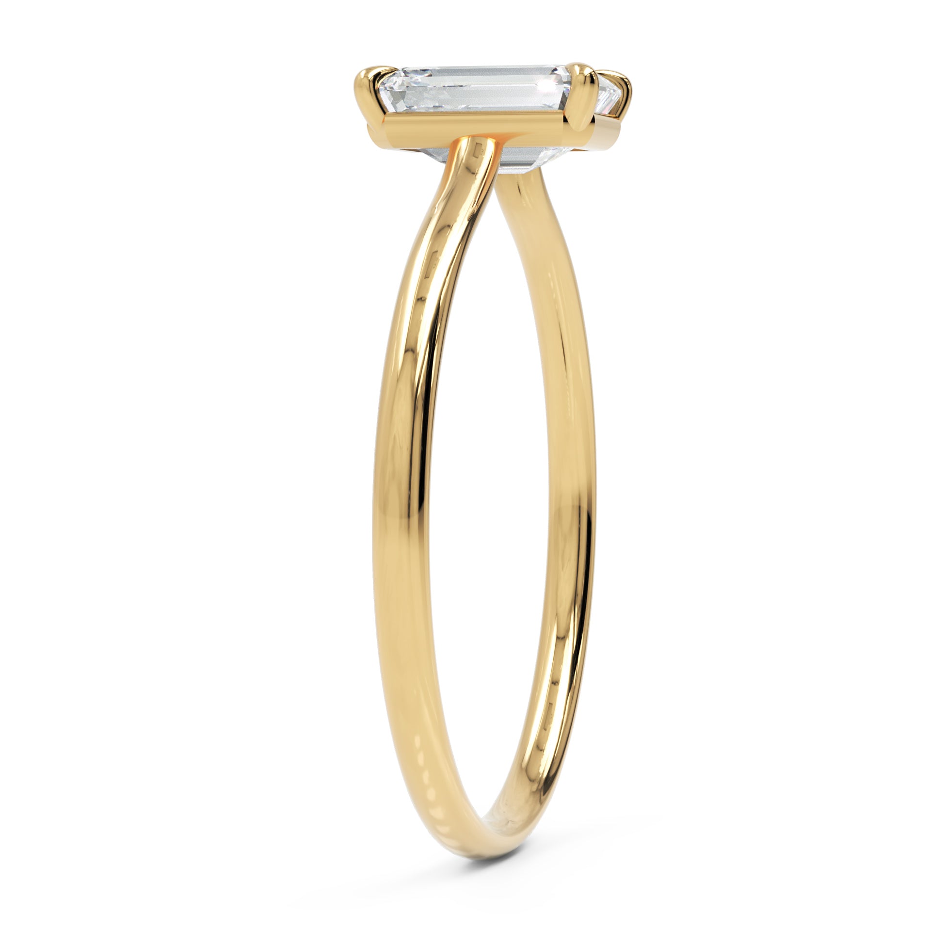 Inel de Logodnă din Aur 18k cu Moissanite Tăietură Smarald de 0.7 ct din 18k Aur Galben - Castelo.ro