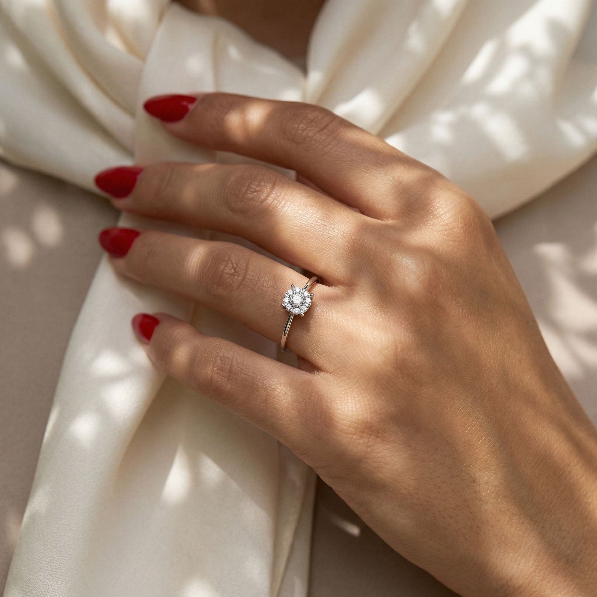 Inel de Logodnă Regesse din Aur 14k cu Diamante Naturale de 0.1 ct din 14k Aur Alb - Castelo.ro