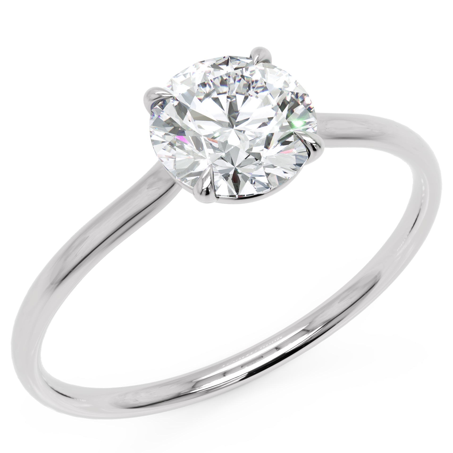 Inel de Logodnă Brilliance din Aur 18k cu Moissanite Solitaire Rotund de 0.8 ct din Platina - Castelo.ro