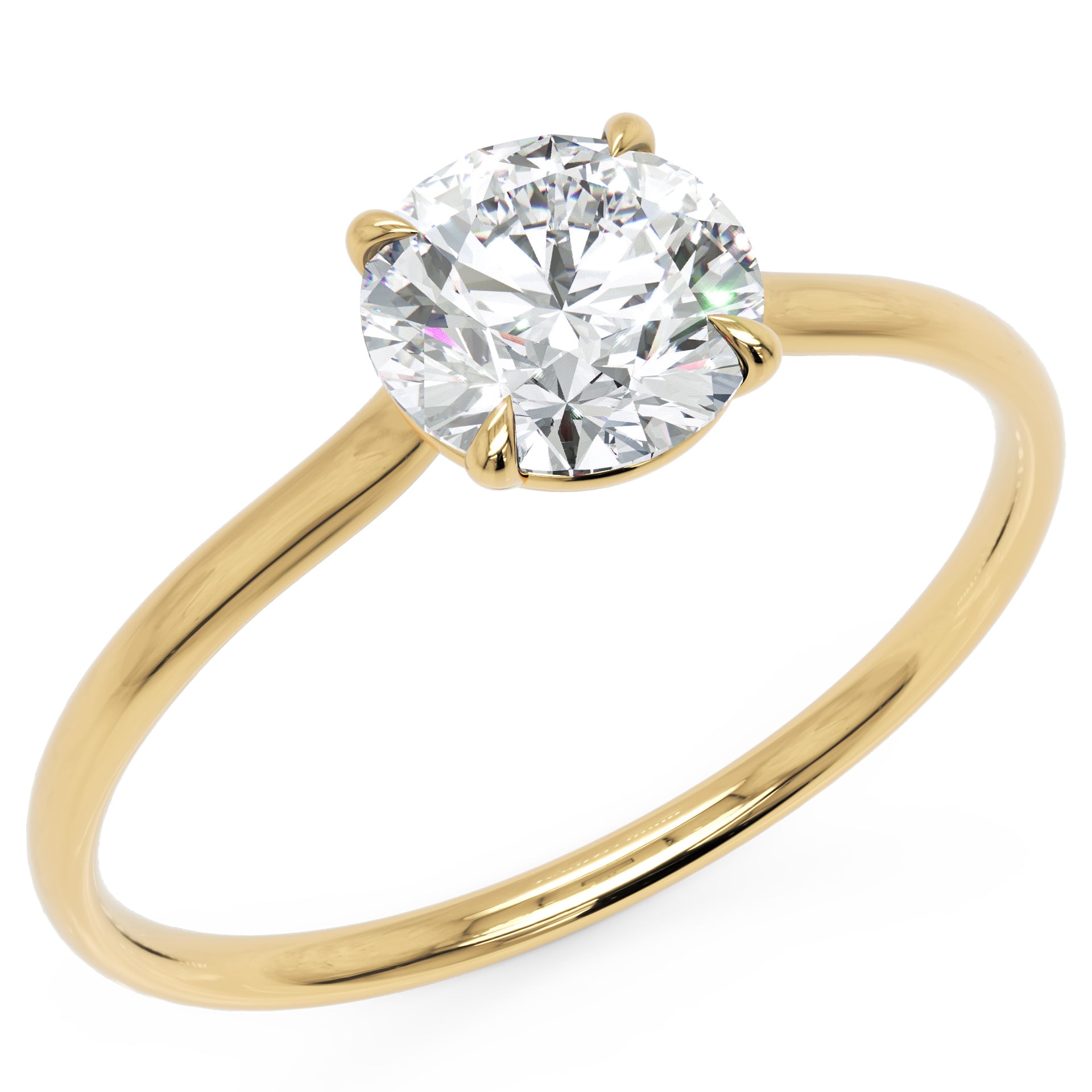 Inel de Logodnă Brilliance din Aur 18k cu Moissanite Solitaire Rotund de 0.8 ct din 18k Aur Galben - Castelo.ro