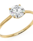 Inel de Logodnă Brilliance din Aur 18k cu Moissanite Solitaire Rotund de 0.8 ct din 18k Aur Galben - Castelo.ro
