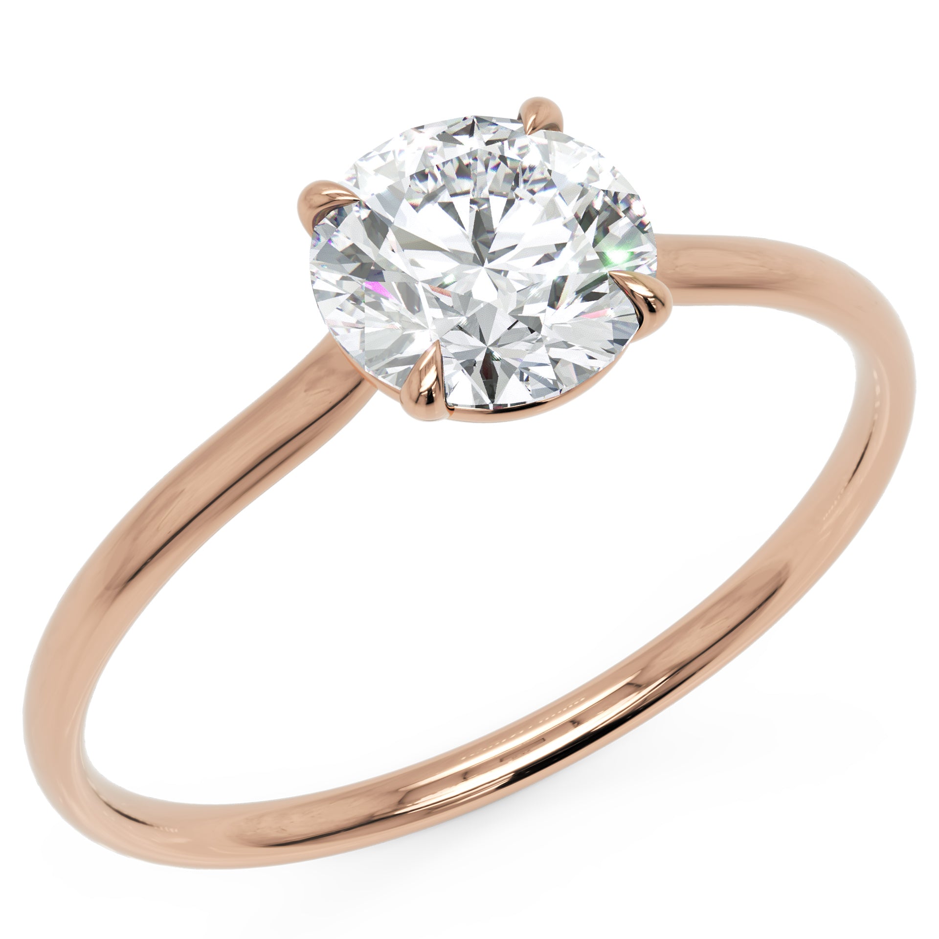 Inel de Logodnă Brilliance din Aur 18k cu Moissanite Solitaire Rotund de 0.8 ct din 18k Aur Roz - Castelo.ro