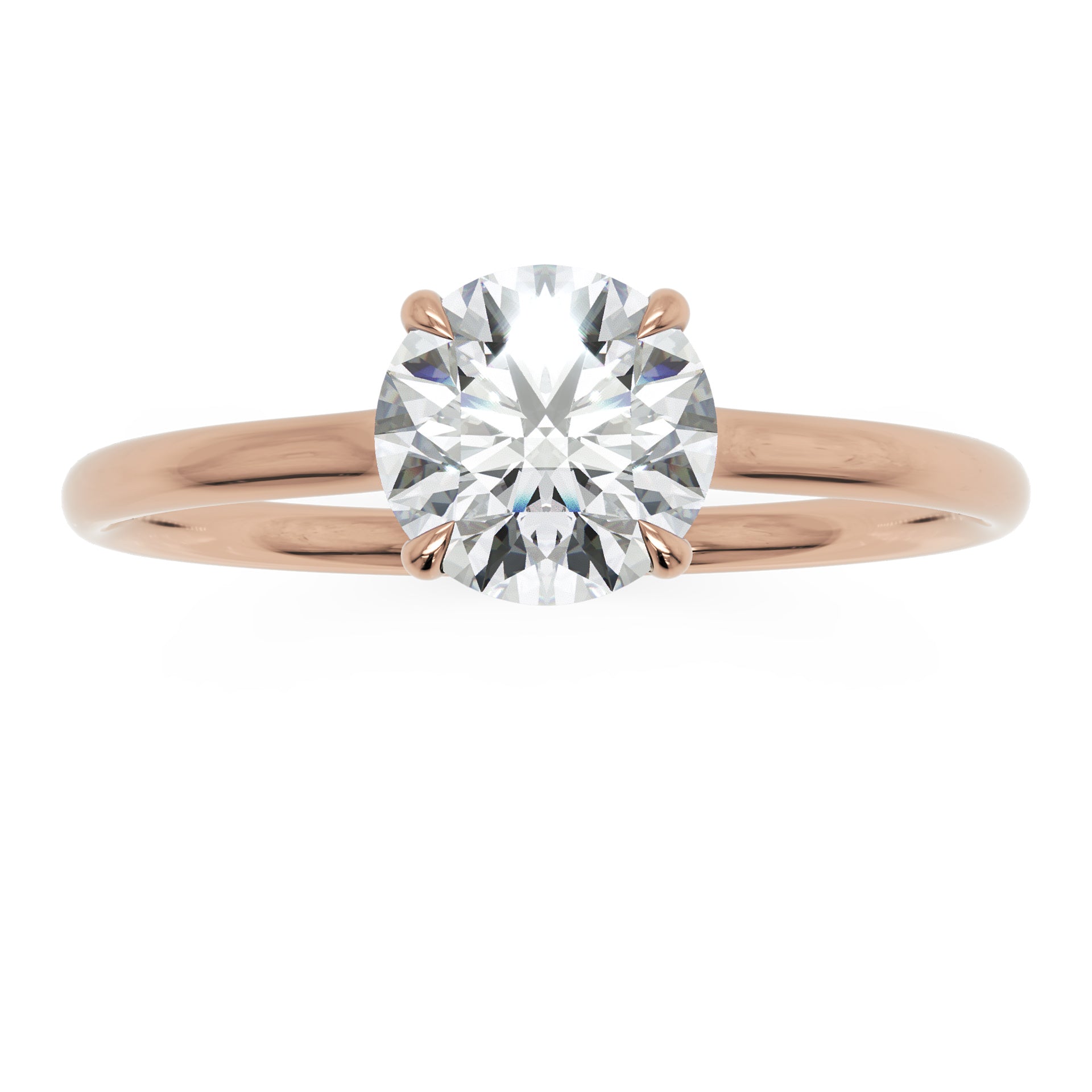 Inel de Logodnă Brilliance din Aur 18k cu Moissanite Solitaire Rotund de 0.8 ct din 18k Aur Roz - Castelo.ro