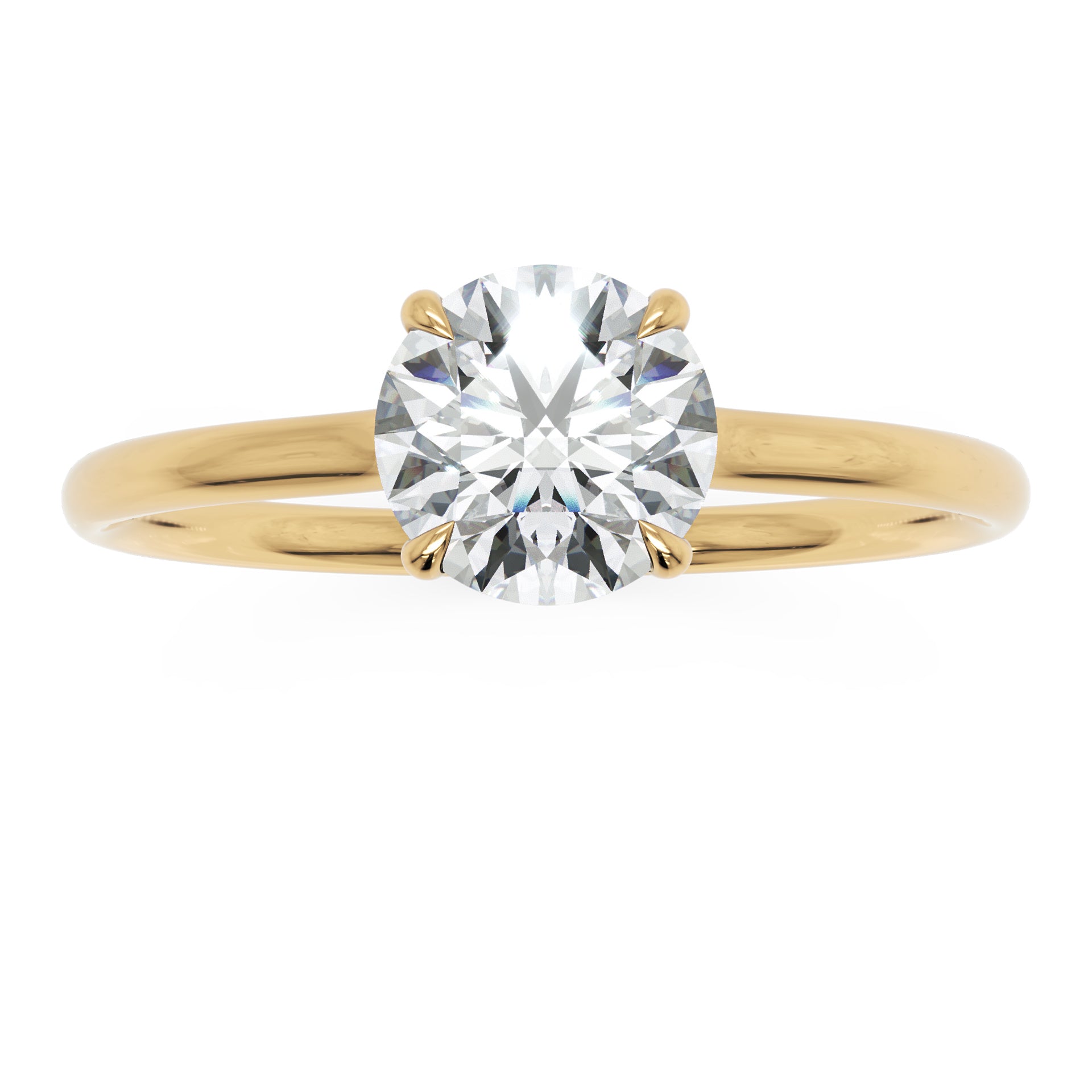 Inel de Logodnă Brilliance din Aur 18k cu Moissanite Solitaire Rotund de 0.8 ct din 18k Aur Galben - Castelo.ro