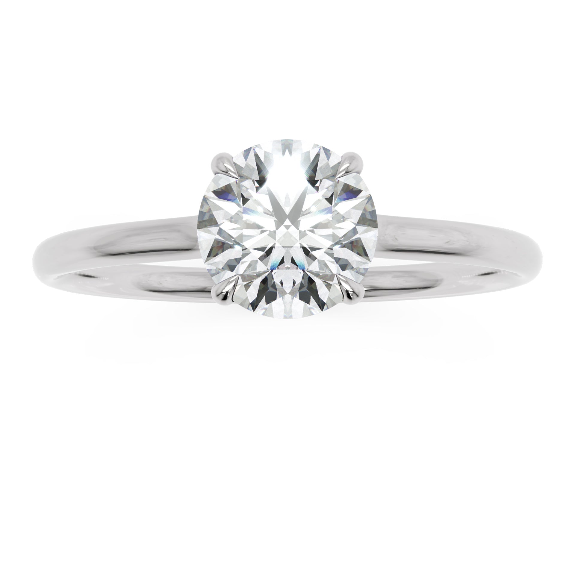 Inel de Logodnă Brilliance din Aur 18k cu Moissanite Solitaire Rotund de 0.8 ct din Platina - Castelo.ro