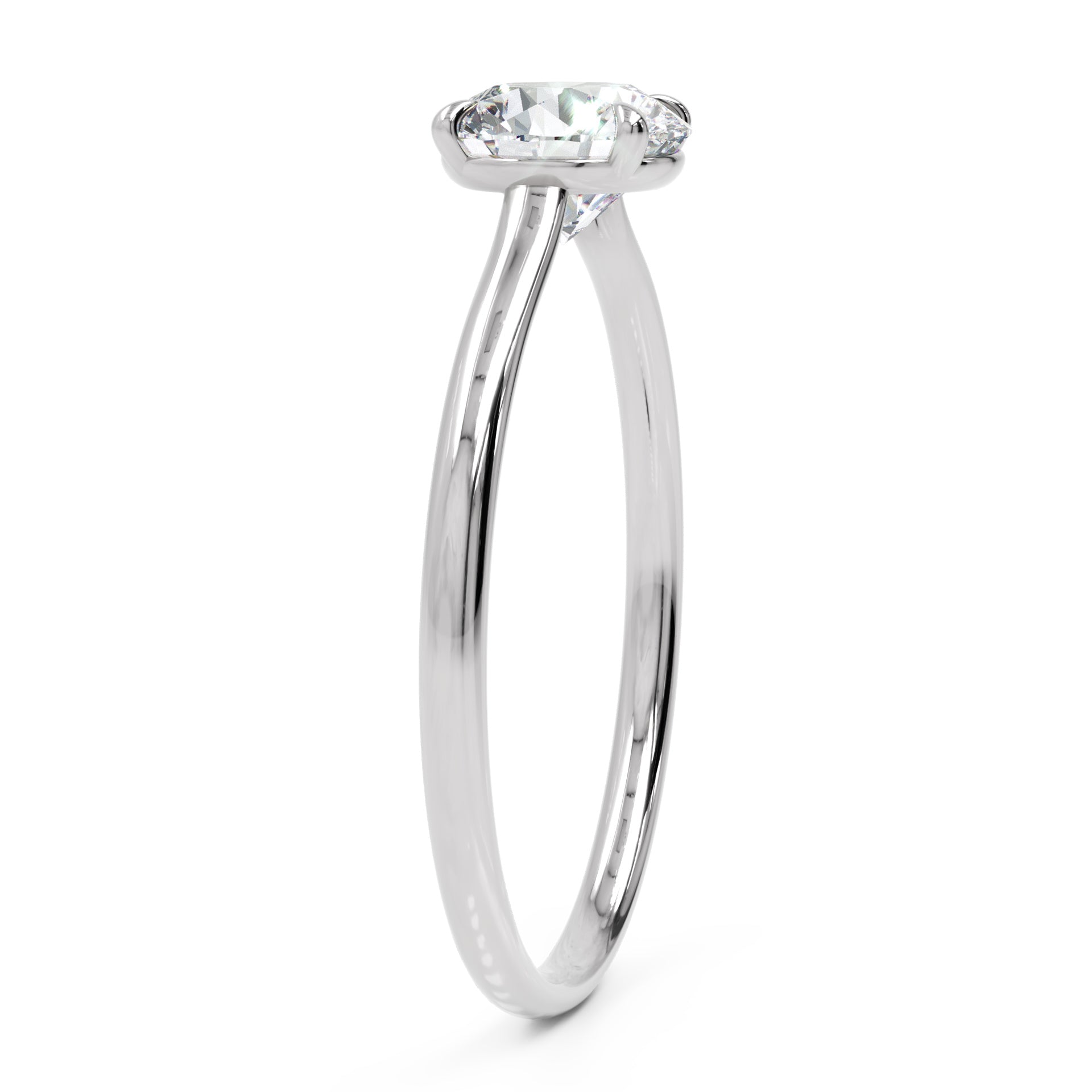 Inel de Logodnă Brilliance din Aur 18k cu Moissanite Solitaire Rotund de 0.8 ct din Platina - Castelo.ro