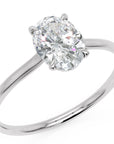 Inel de Logodnă Enigma din Aur 18k cu Moissanite Solitaire Oval de 0.8 ct din Platina - Castelo.ro