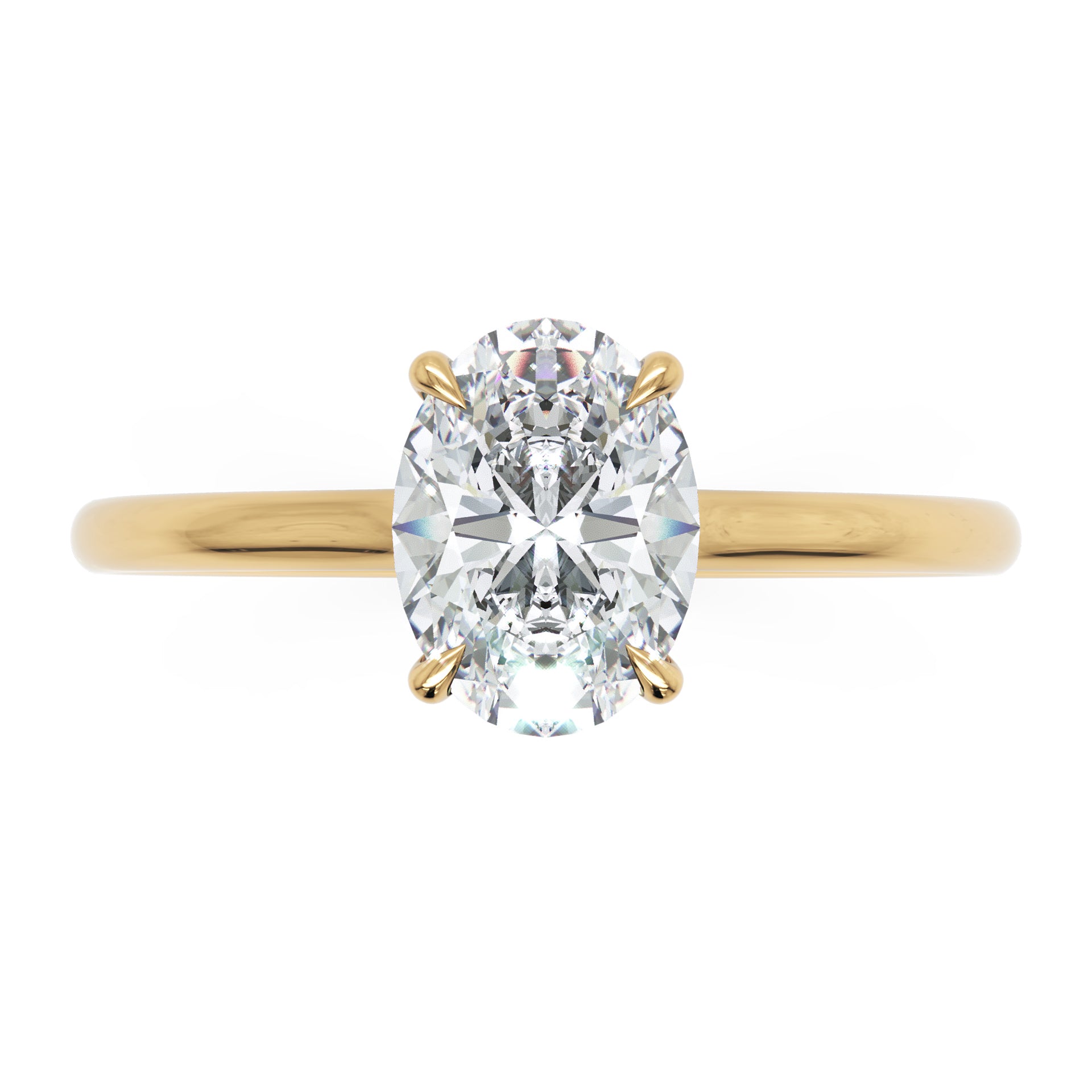 Inel de Logodnă Enigma din Aur 18k cu Moissanite Solitaire Oval de 0.8 ct din 18k Aur Galben - Castelo.ro