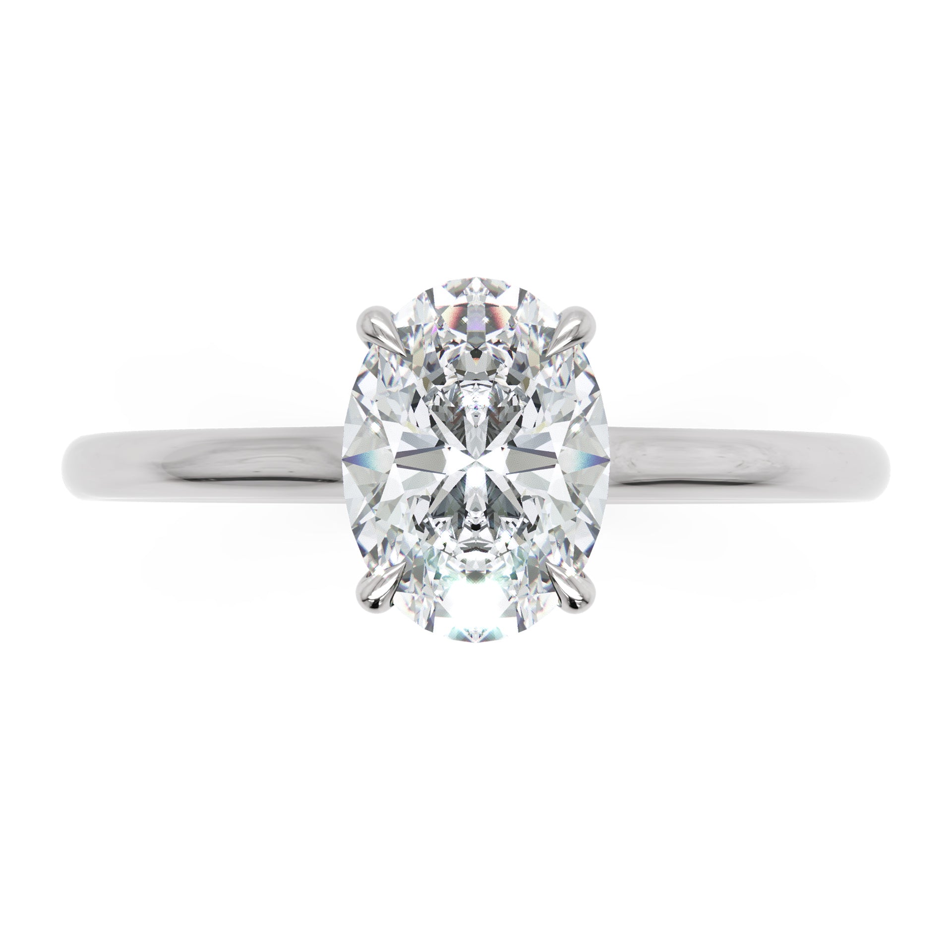 Inel de Logodnă Enigma din Aur 18k cu Moissanite Solitaire Oval de 0.8 ct din Platina - Castelo.ro