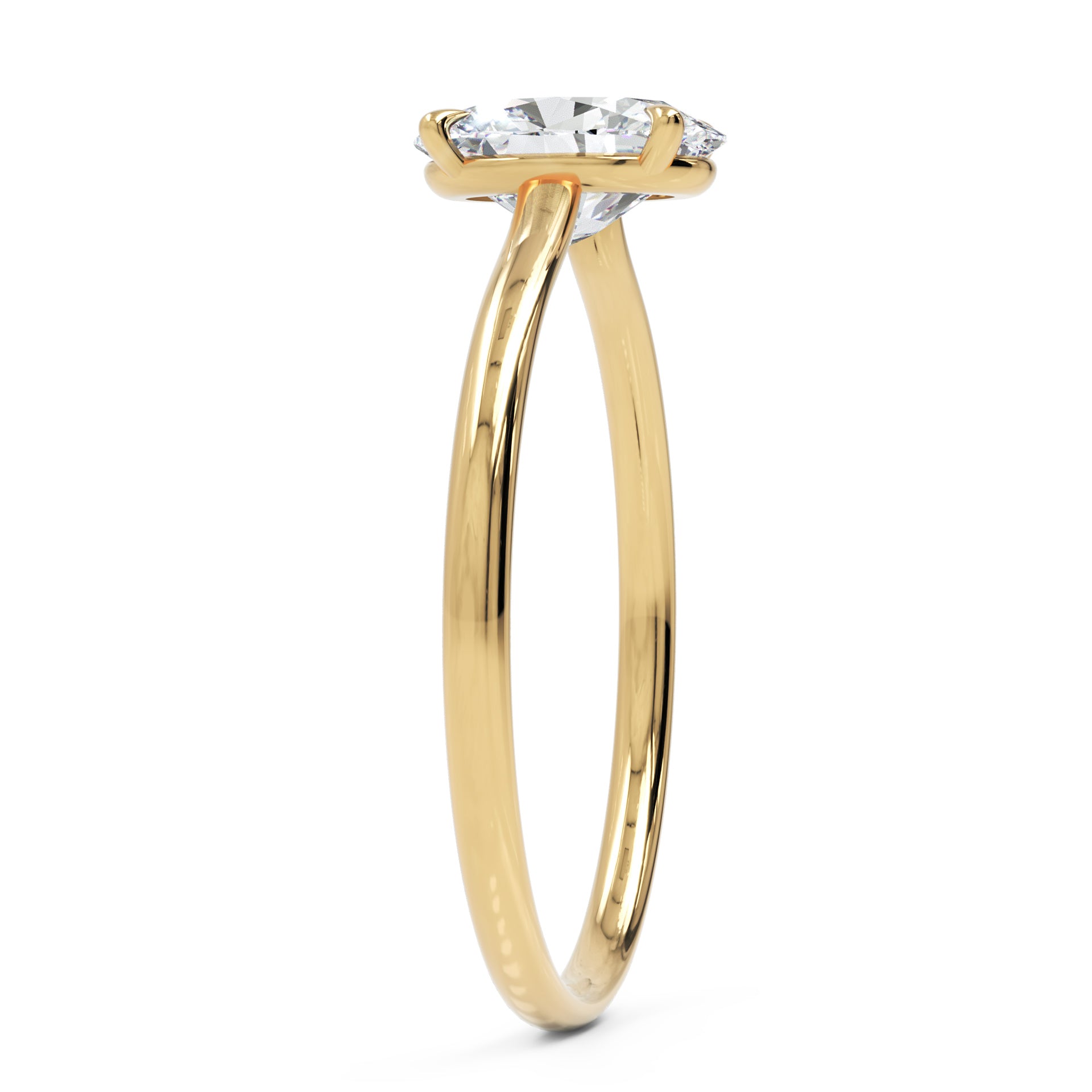 Inel de Logodnă Enigma din Aur 18k cu Moissanite Solitaire Oval de 0.8 ct din 18k Aur Galben - Castelo.ro