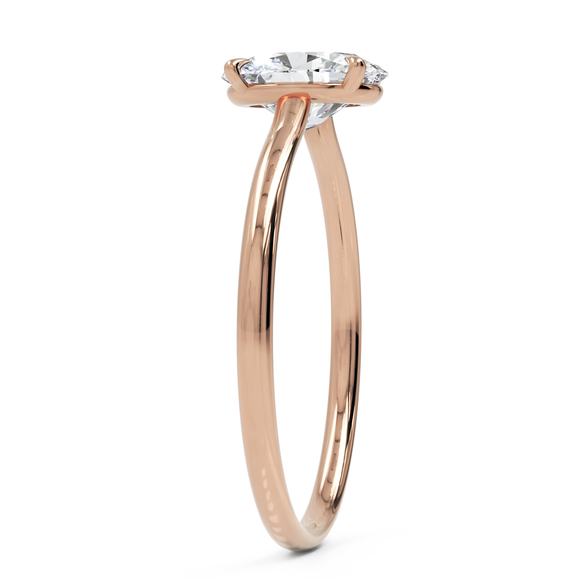 Inel de Logodnă Enigma din Aur 18k cu Moissanite Solitaire Oval de 0.8 ct din 18k Aur Roz - Castelo.ro