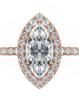 Inel de Logodnă Marquise Pave din Aur 14k cu Diamante Create în Laborator și Halo de 1.17 ct