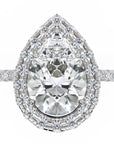 Inel de Logodnă Pară Pave din Aur 14k cu Diamante Create în Laborator și Halo de 2.5 ct