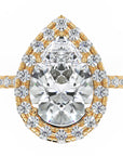 Inel de Logodnă Pară Pave din Aur 14k cu Diamante Create în Laborator și Halo de 2.5 ct