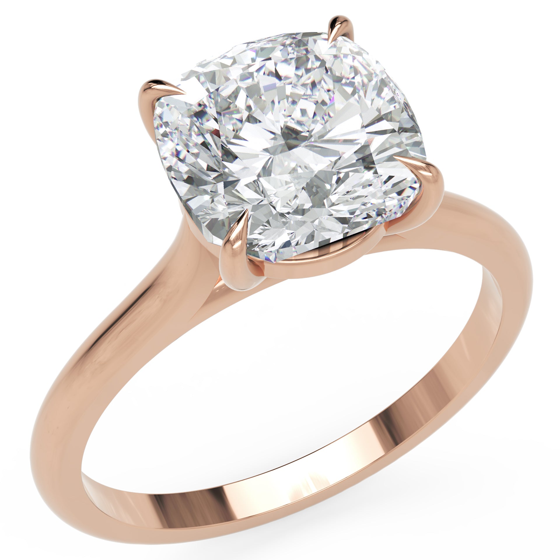 Inel de Logodnă Solitaire Cushion din Aur 14k cu Moissanit de 2.6 ct