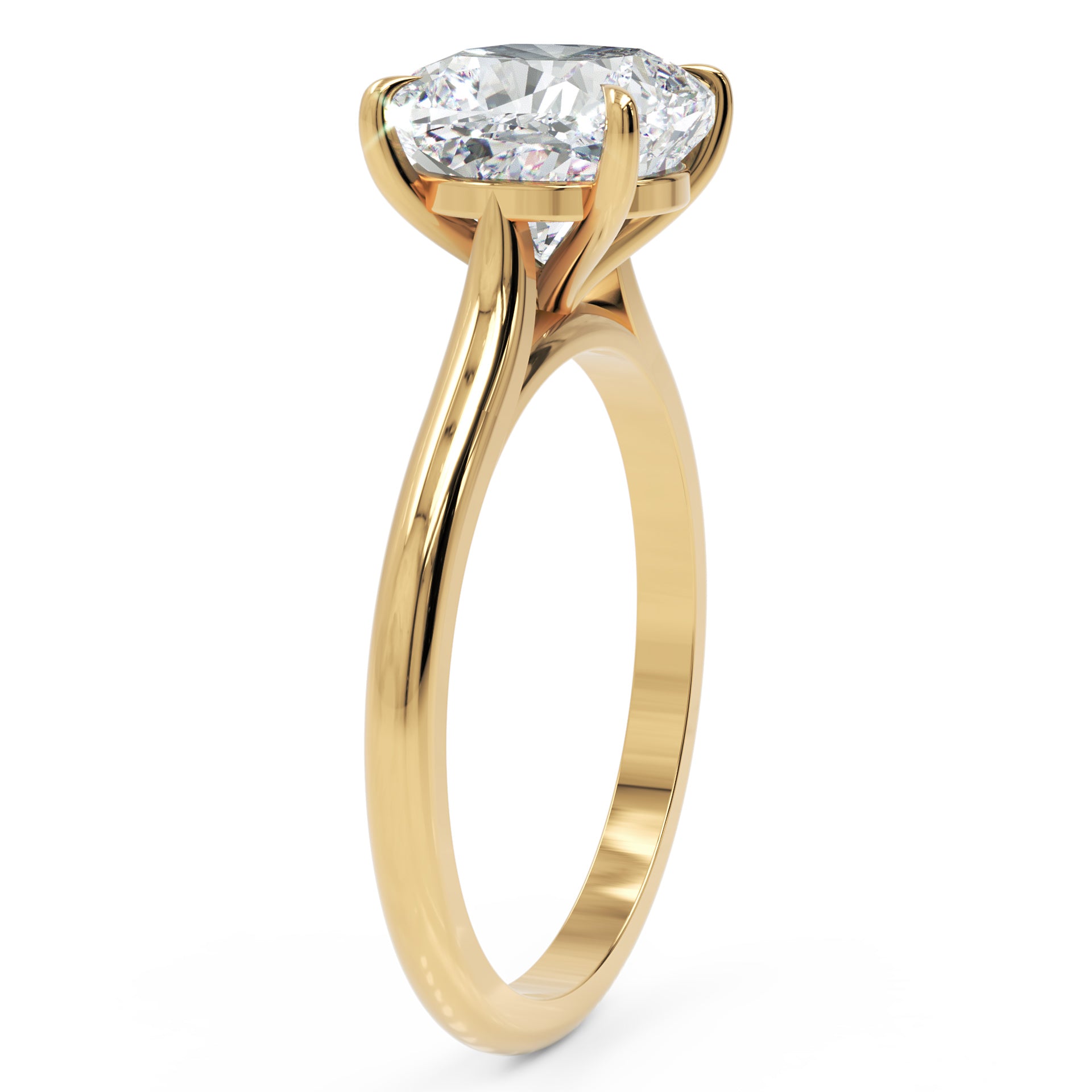 Inel de Logodnă Solitaire Cushion din Aur 14k cu Moissanit de 2.6 ct